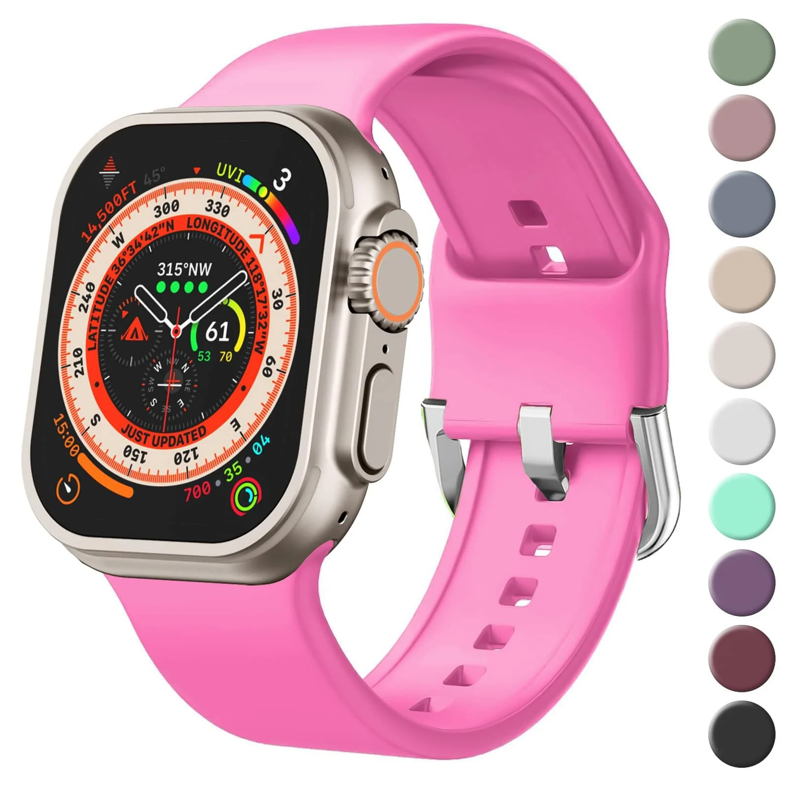 Apple Watch Ultra 49MM 45MM 44MM 42MM — DL3 Mobilak Sport Band For Apple Watch Ultra 49mm 46mm 45mm 44mm 42mm, Soft Silicone Wristband Replacement Strap with Classic Clasp for iWatch Series 11 10 9 8 7 6 5 4 SE SE2 Ultra 3 2 1 for Women Men