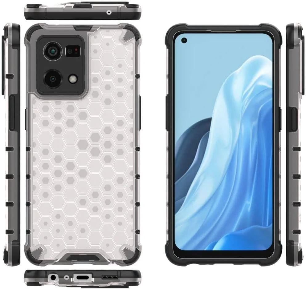 DL3 Mobilak Honeycomb Protective Case for OPPO Reno 8 4G / Reno 7 4G, Shock-absorbing protection, Transparent design, Slim, lightweight profile - Clear