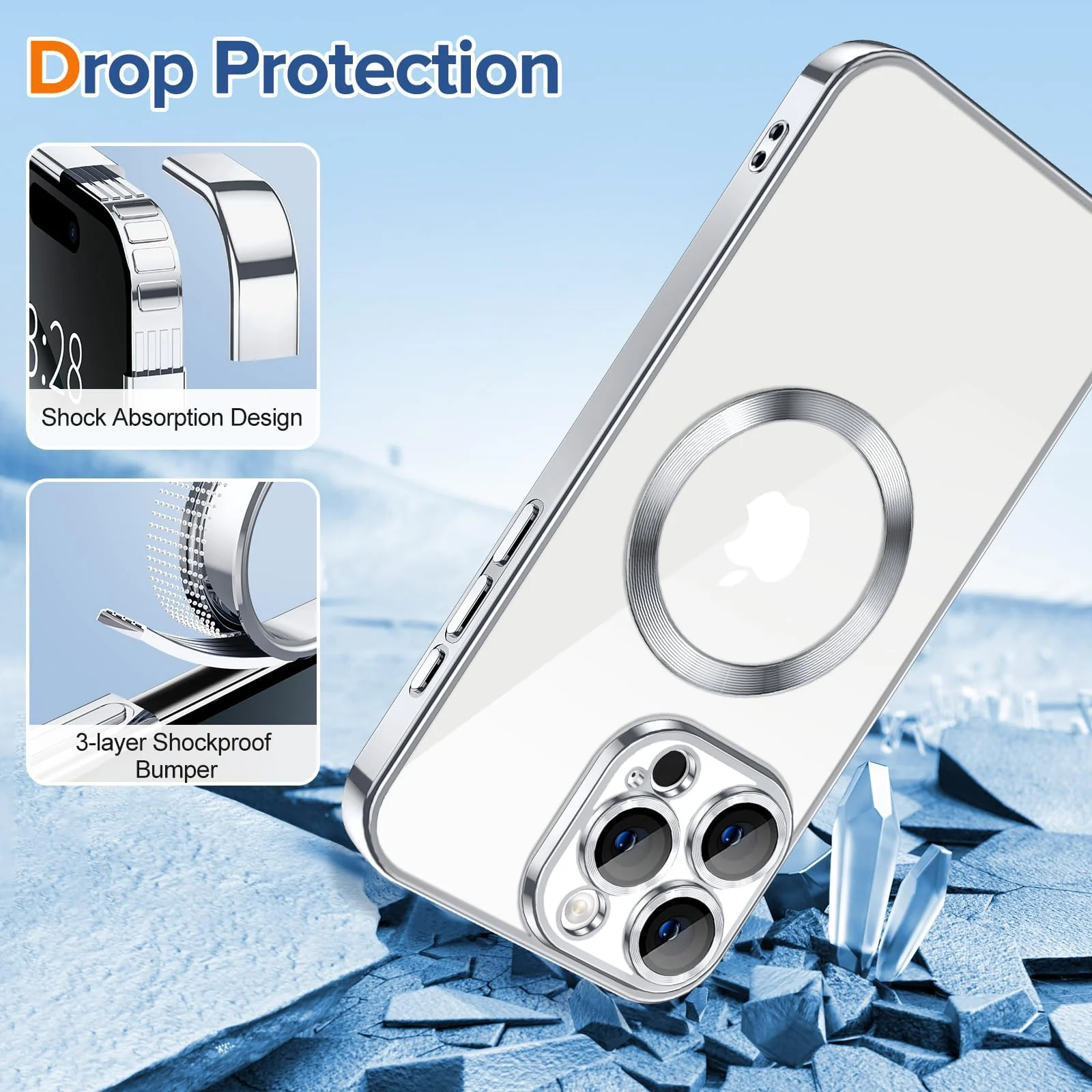 DL3 Mobilak Plated-Edge TPU Protective Case with Camera Protection for iPhone 16 Pro Max - Silver