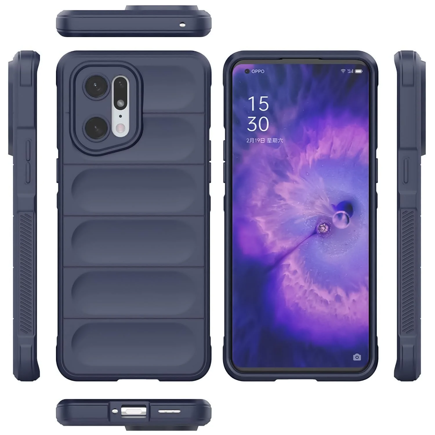 DL3 Mobilak Flexible Silicone and TPU Protective Case with Camera Protection for OPPO Find X5 Pro - Blue