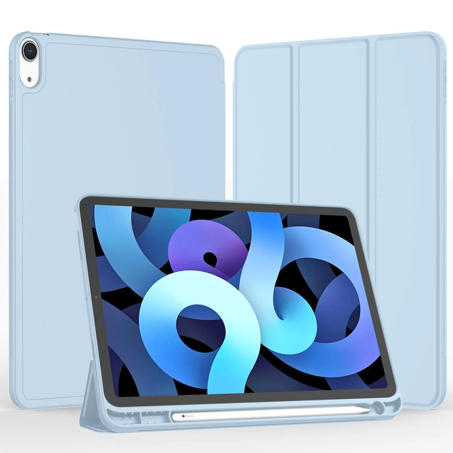 DL3 Mobilak iPad Air 11-Inch M2 (2024), iPad Air 5/4 (2022/2020 5th/4th 10.9-Inch) Case with Pencil Holder Full Body Protection + Charging Support Compatible with Apple Pencil (2nd - Sky Blue