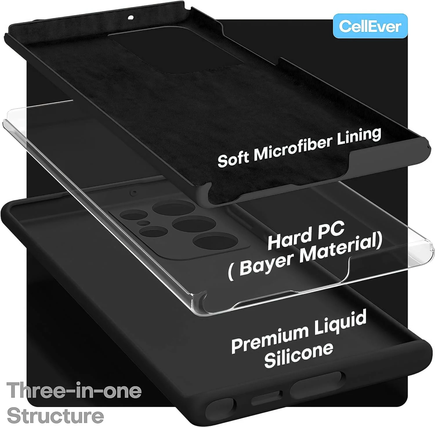 DL3 Mobilak Case Compatible with Samsung Galaxy S24 Ultra, Soft Silicone Bumper Case, Shockproof Protective Case - Black