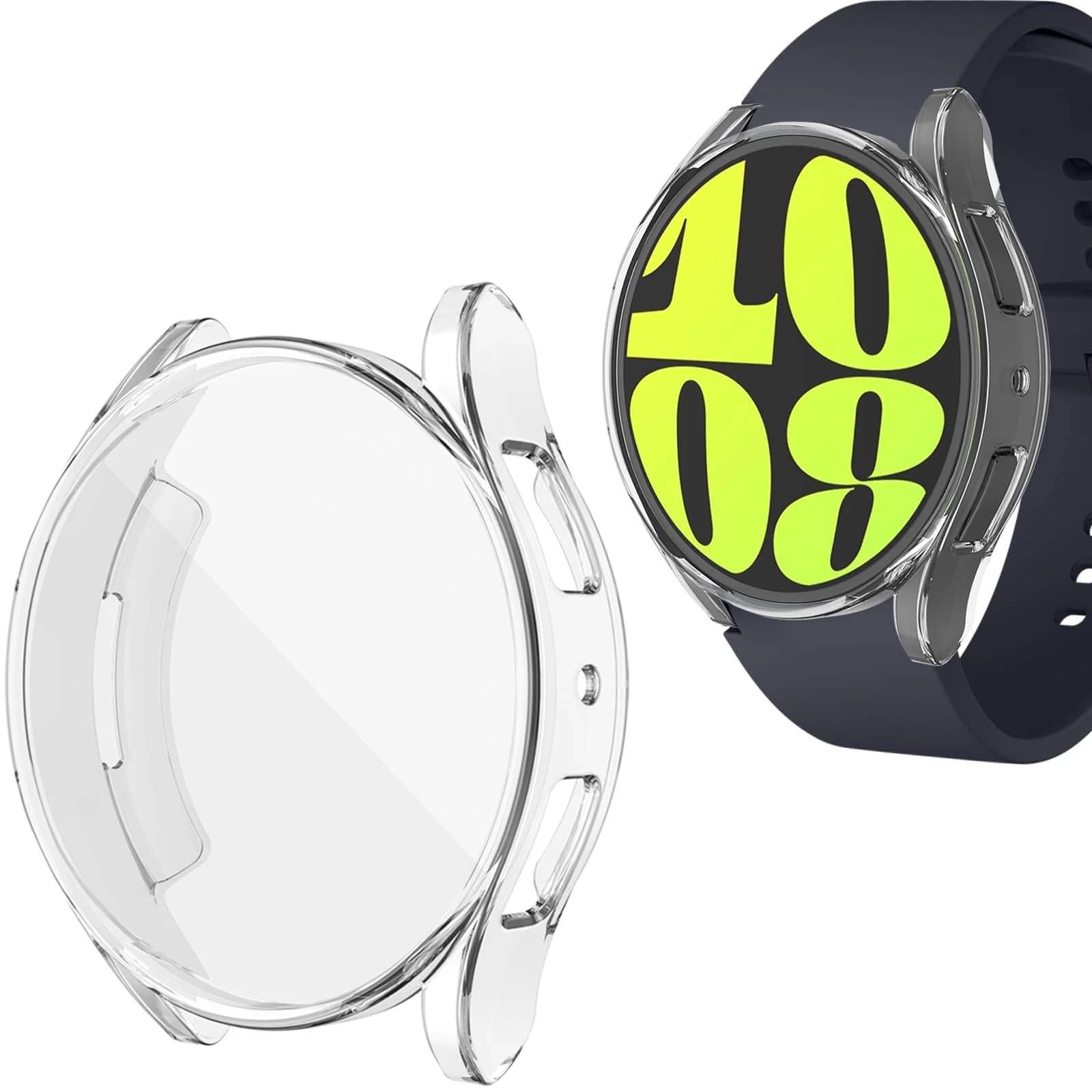 DL3 Mobilak Screen Protector Case for Samsung Galaxy Watch 6 44mm, Flexible TPU Cover Shockproof Protective Case Plated Bumper Shell Galaxy Watch 6 44mm - Clear