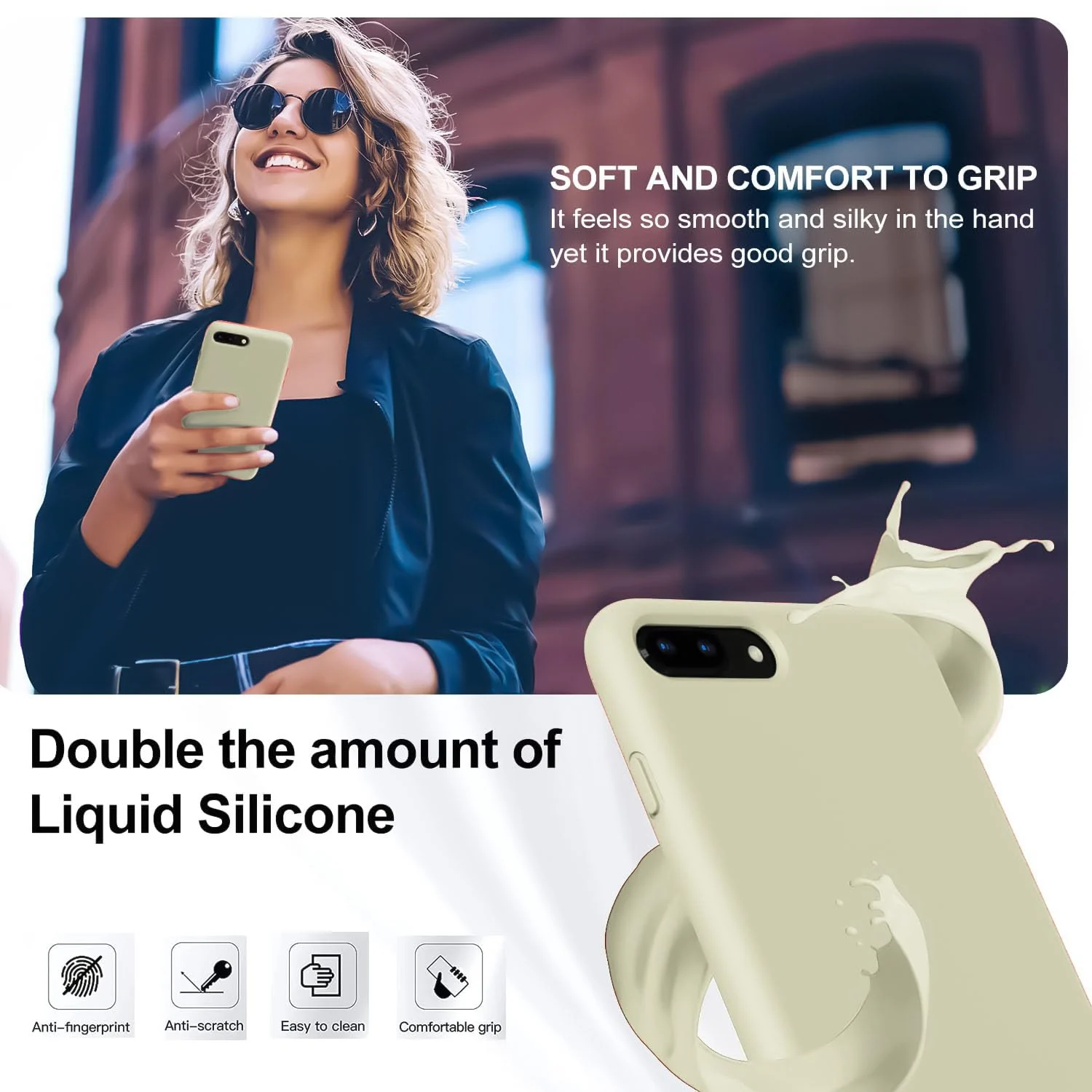 DL3 Mobilak Liquid Silicone Case for iPhone 6 Plus / 6S Plus, Shock-absorbing protection, Scratch-resistant surface, Soft microfiber lining - Baby Yellow