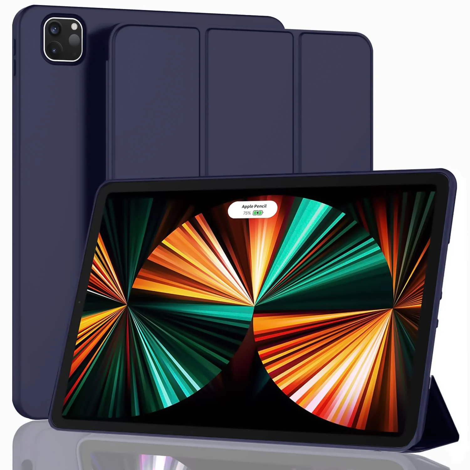 DL3 Mobilak Smart Case Compatible with iPad Pro 12.9 Inch Case 2022/2021/2020 (6th/5th/4th Gen) Case Flip Cover Leather Case Soft TPU Back And Trifold Stand With Auto SleeP - Blue