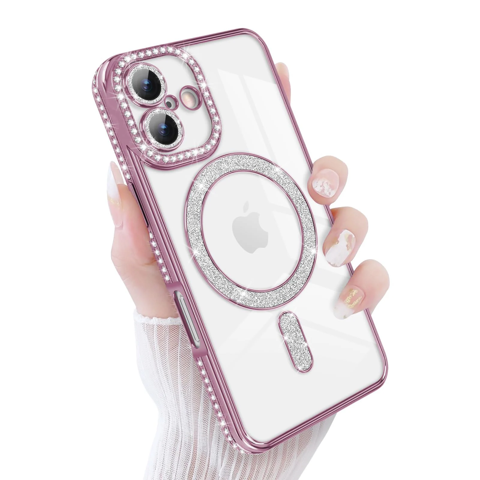 DL3 Mobilak MagSafe-Compatible Magnetic Case for iPhone 16 Plus with Camera Protection and Magnetic Car-Mount Support - Pink