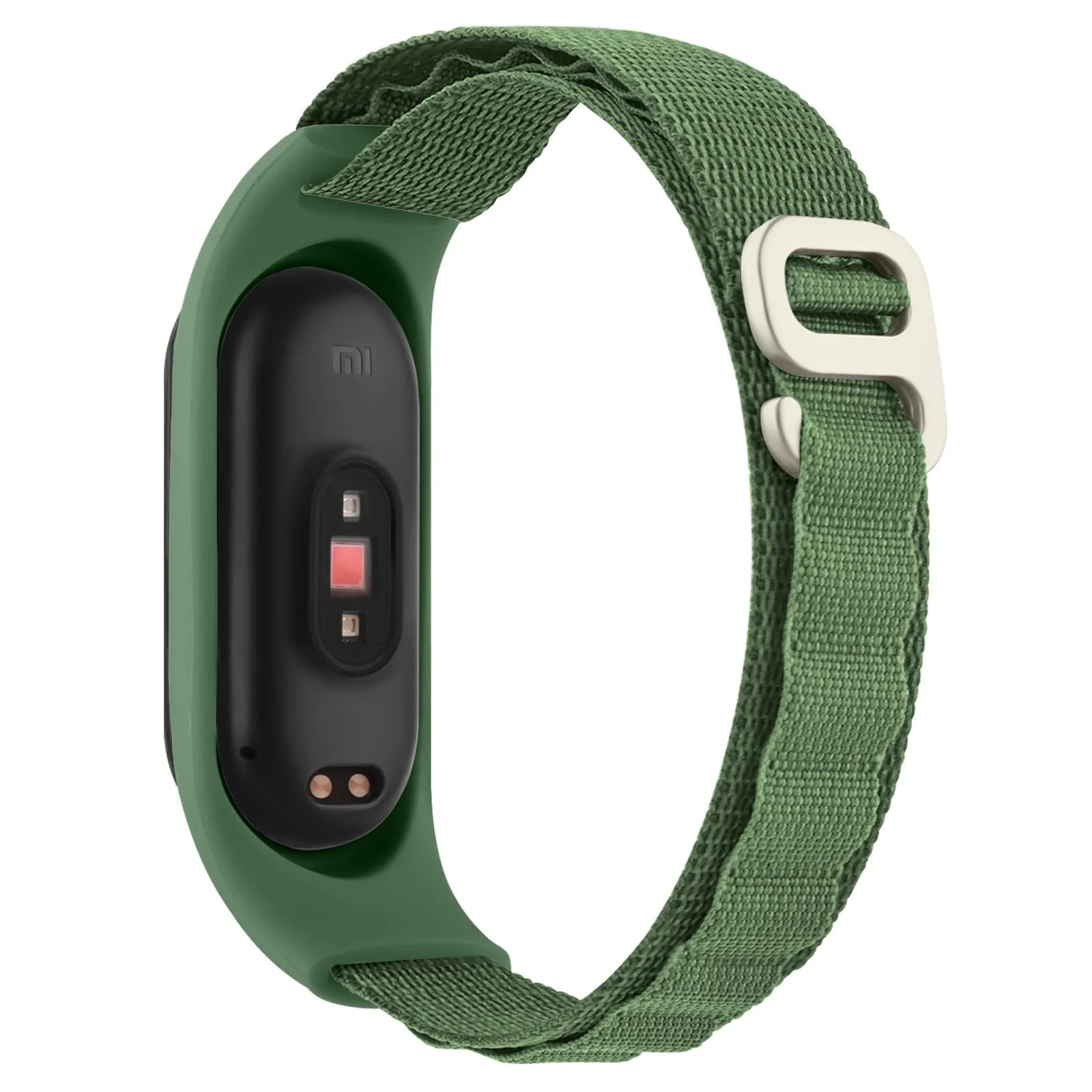 DL3 Mobilak Alpine Loop Band for Xiaomi Mi Band 7/Mi Band 6/Mi Band 5/Mi Band 4/Mi Band 3, Women Men Nylon Sport Solo Loop Rugged Wristband with G‑Hook - Green