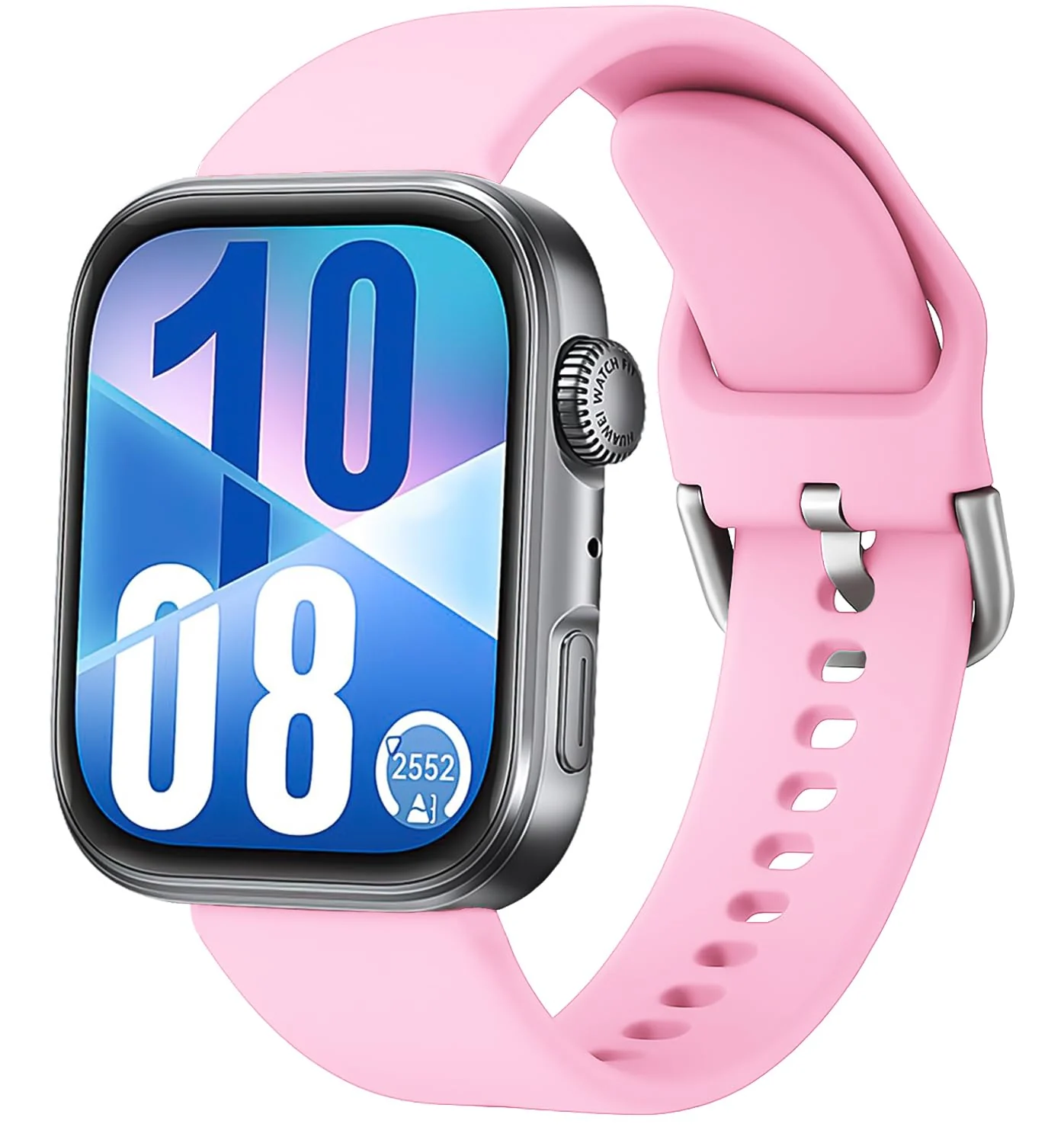 DL3 Mobilak Silicone Bracelet for Huawei Watch Fit 3/Watch Fit 4 Pro/Fit 4 Strap, Soft Silicone Sport Replacement Strap for Women/Men, Adjustable Waterproof Sports Band - Bright Pink