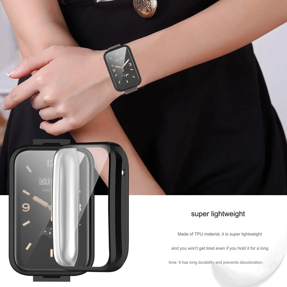 DL3 Mobilak Case Compatible with Xiaomi Mi Band 7 Pro Case All-Around with Built-in Screen Protector Watch Soft TPU Shockproof Cover Slim Guard Thin Bumper Shell Protector - Black