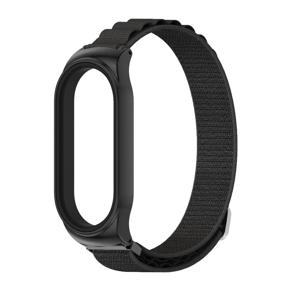 DL3 MOBILAK Alpine Loop Band for Xiaomi Mi Band 7/Mi Band 6/Mi Band 5/Mi Band 4/Mi Band 3,Women Men Nylon Sport Solo Loop Rugged Wristband with G‑Hook - Black