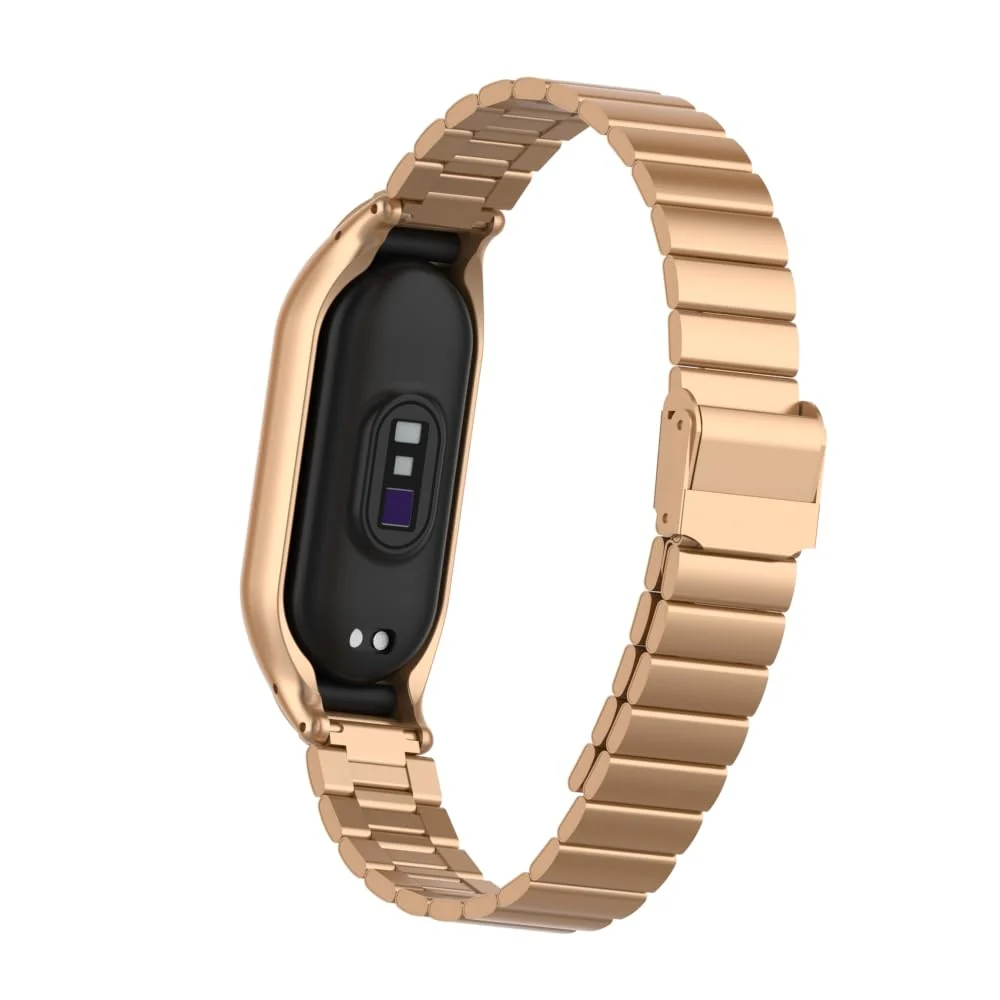 DL3 Mobilak Mi Band 6 Mi Band 5 Strap for Xiaomi Mi Band 5 6, Stainless Steel Watch Band Metal Replacement Bracelet Wristband for M5 M6 - Rose Gold
