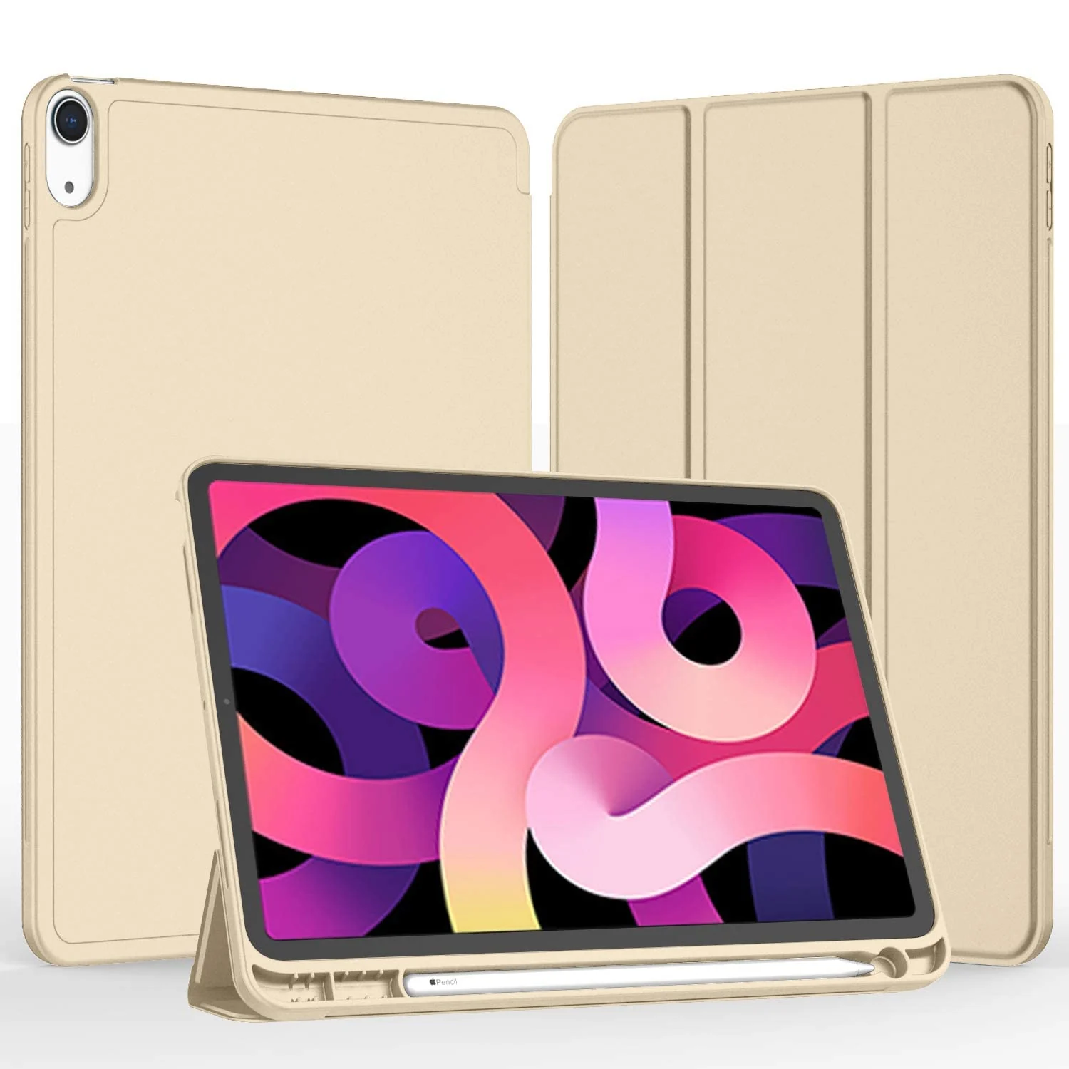 DL3 Mobilak iPad Air 11-Inch M2 (2024), iPad Air 5/4 (2022/2020 5th/4th 10.9-Inch) Case with Pencil Holder Full Body Protection + Apple 2nd Pencil Charging and Auto Wake/Sleep - Gold