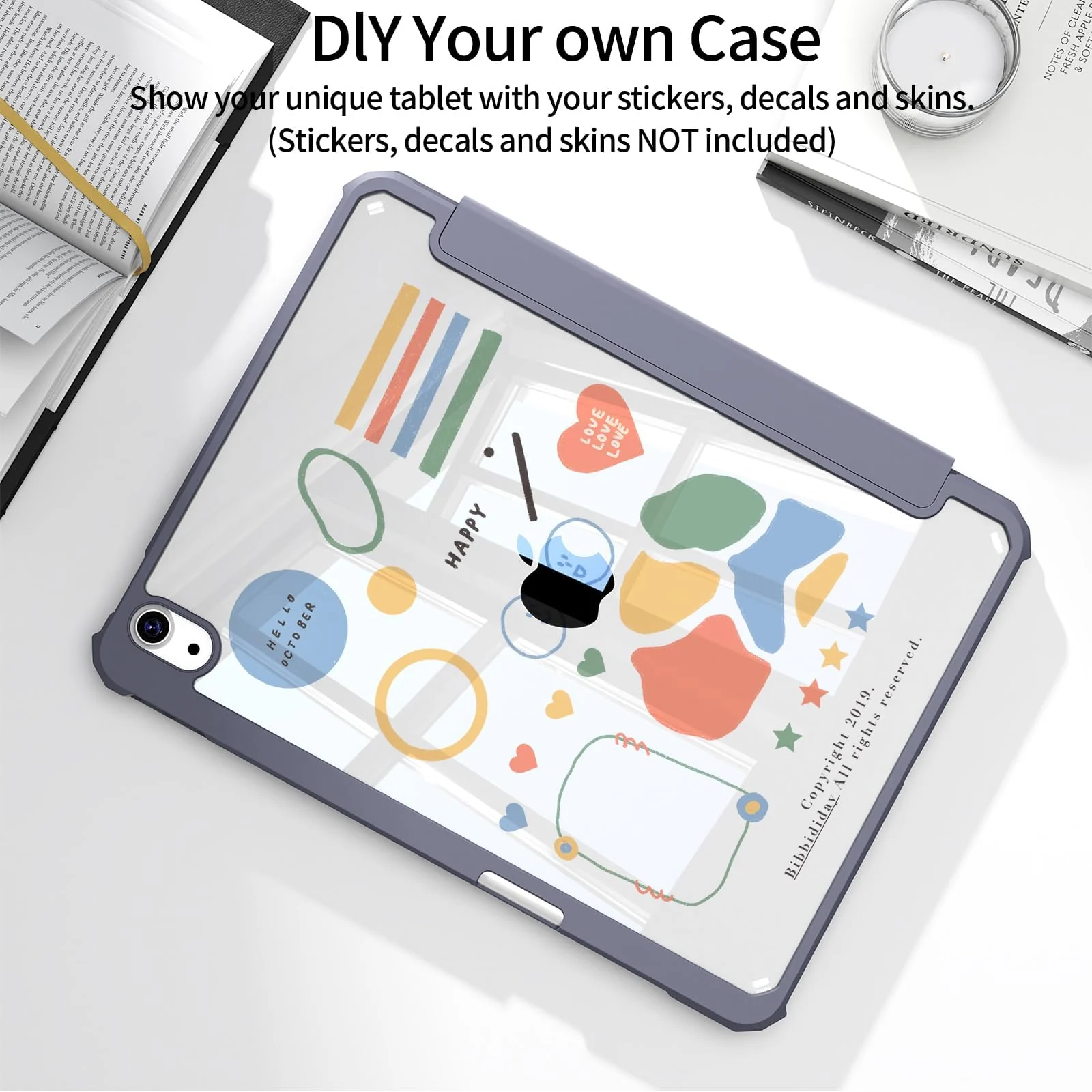 DL3 Mobilak Case Compatible with iPad (A16) 11th Generation 11 Inch (2025), iPad 10th Generation 10.9 Inch (2022), Clear Shockproof Back Cover Built-in Pencil Holder, Auto Sleep/Wake - Lavnder Purple