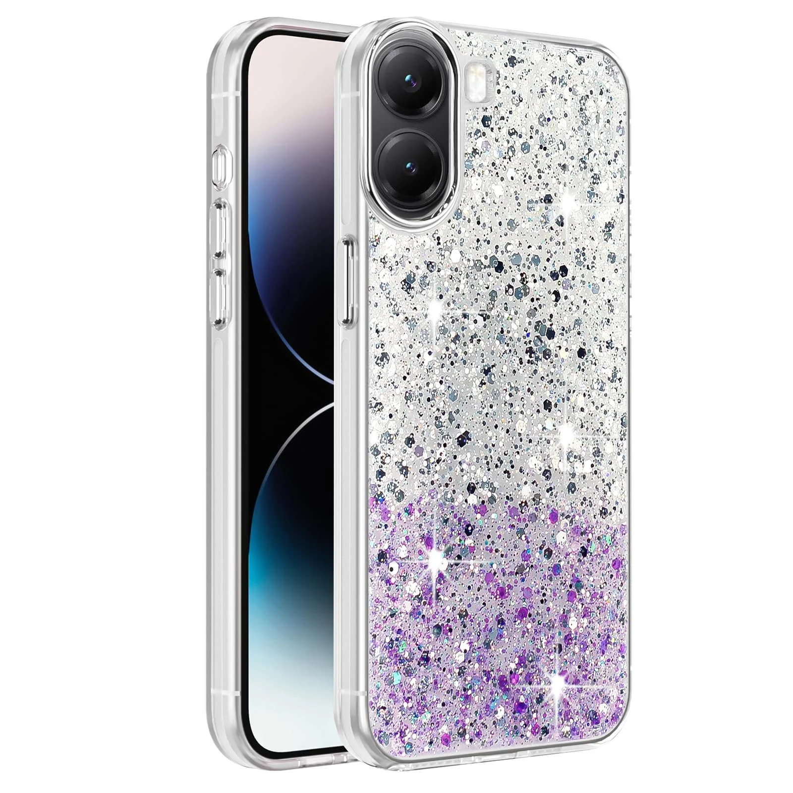 DL3 Mobilak Glitter Protective Case for Xiaomi Poco X7 Pro 5G, Supports wireless charging, Camera protection, Shock-absorbing protection
