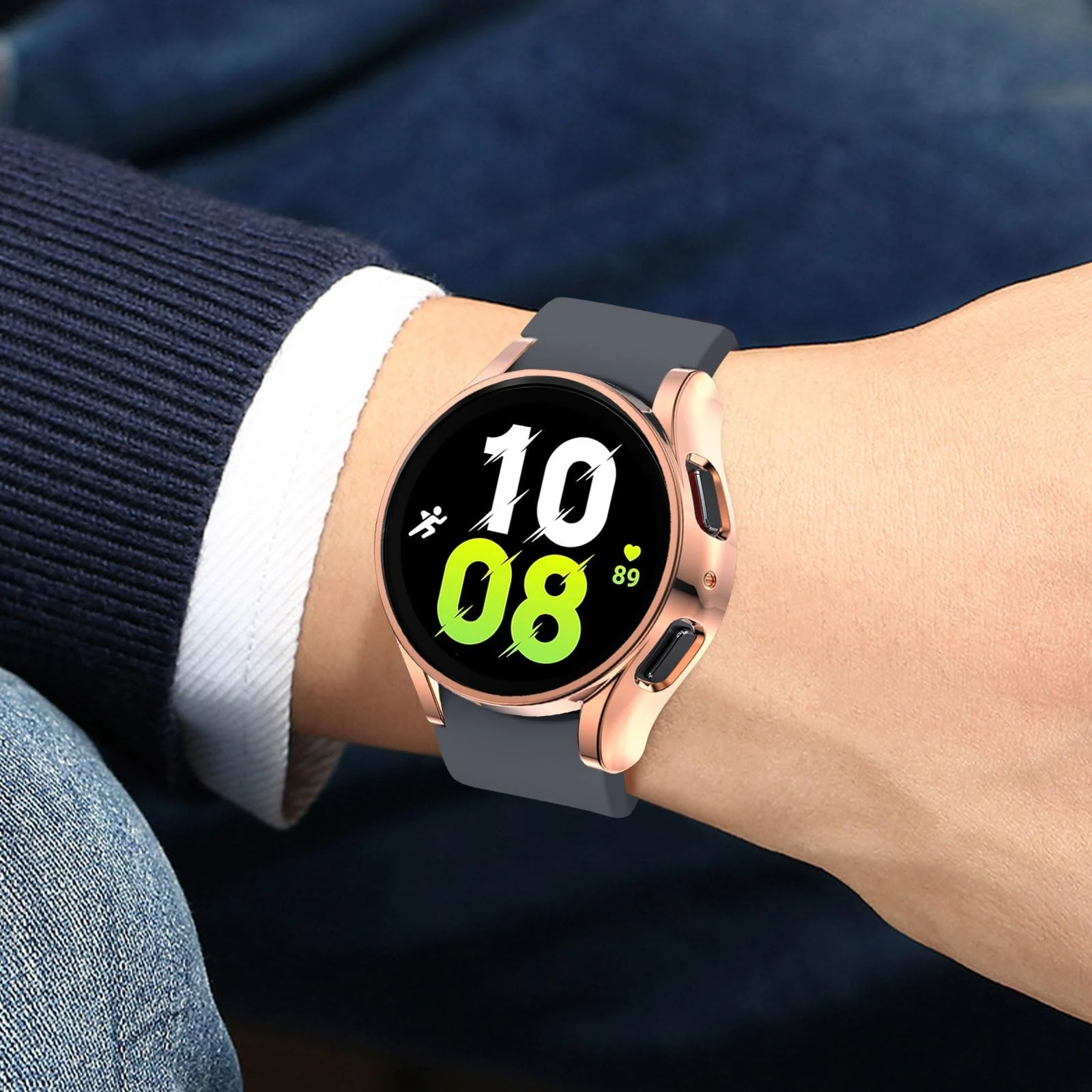 DL3 Mobilak Case Compatible with Samsung Galaxy Watch 4 44mm 2021 & Watch 5 44mm 2022 Case All-Around Screen Protector Watch Soft TPU Shockproof Cover Slim Guard Thin Bumper Protector - Rose Gold