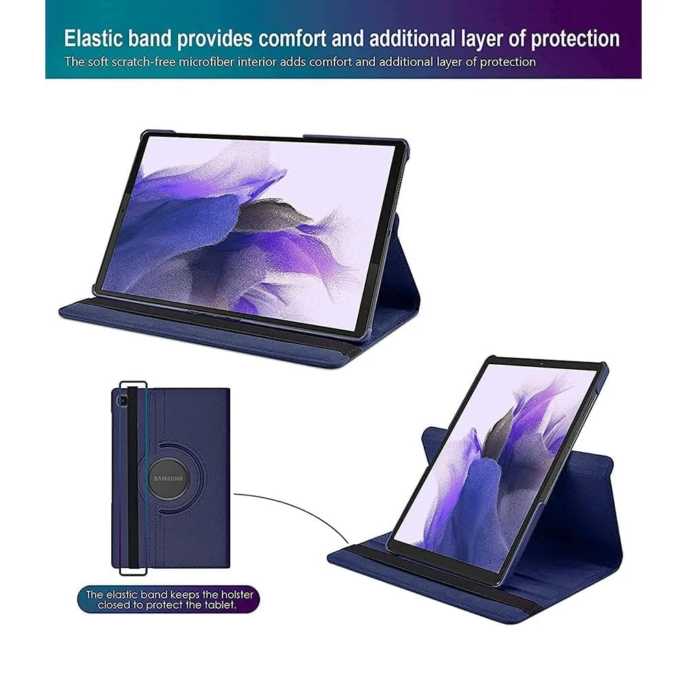 DL3 Mobilak Protective Cover for Samsung Galaxy Tab A7 Lite (SM-T220/T225), 360° Rotatable Smart Stand, Leather Folio Flip Cover with Multi-Angle Viewing, Auto Wake Sleep - Blue