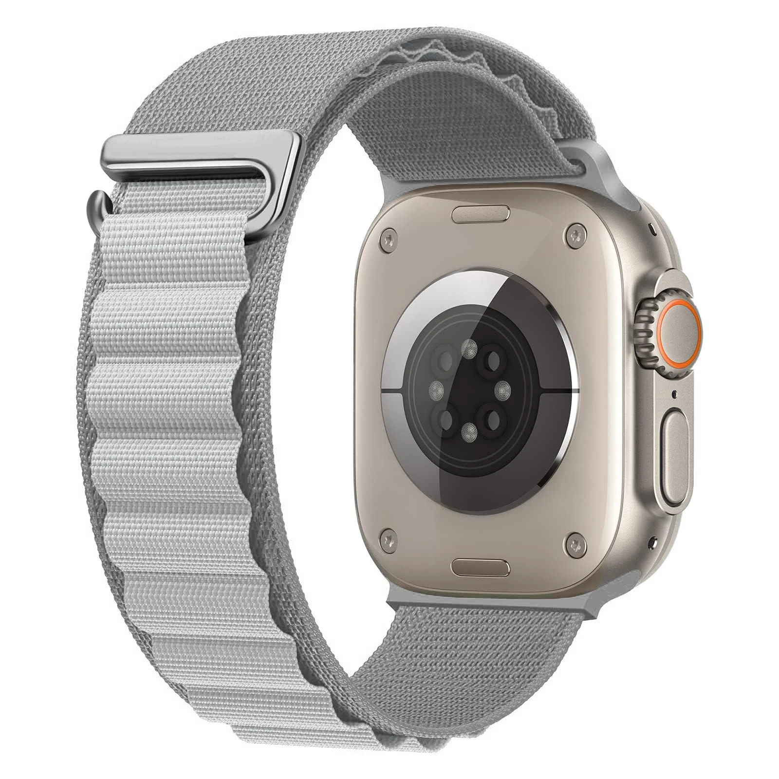 DL3 Mobilak Trail/Alpine Loop Nylon Band Compatible with Apple Watch Ultra 2/Ultra Band 49mm 45mm 44mm 42mm, Adjustable with Metal C-Hook Strap for iWatch Ultra Series 9/8/7/6/5/4/3/2/1/SE2/SE - Grey