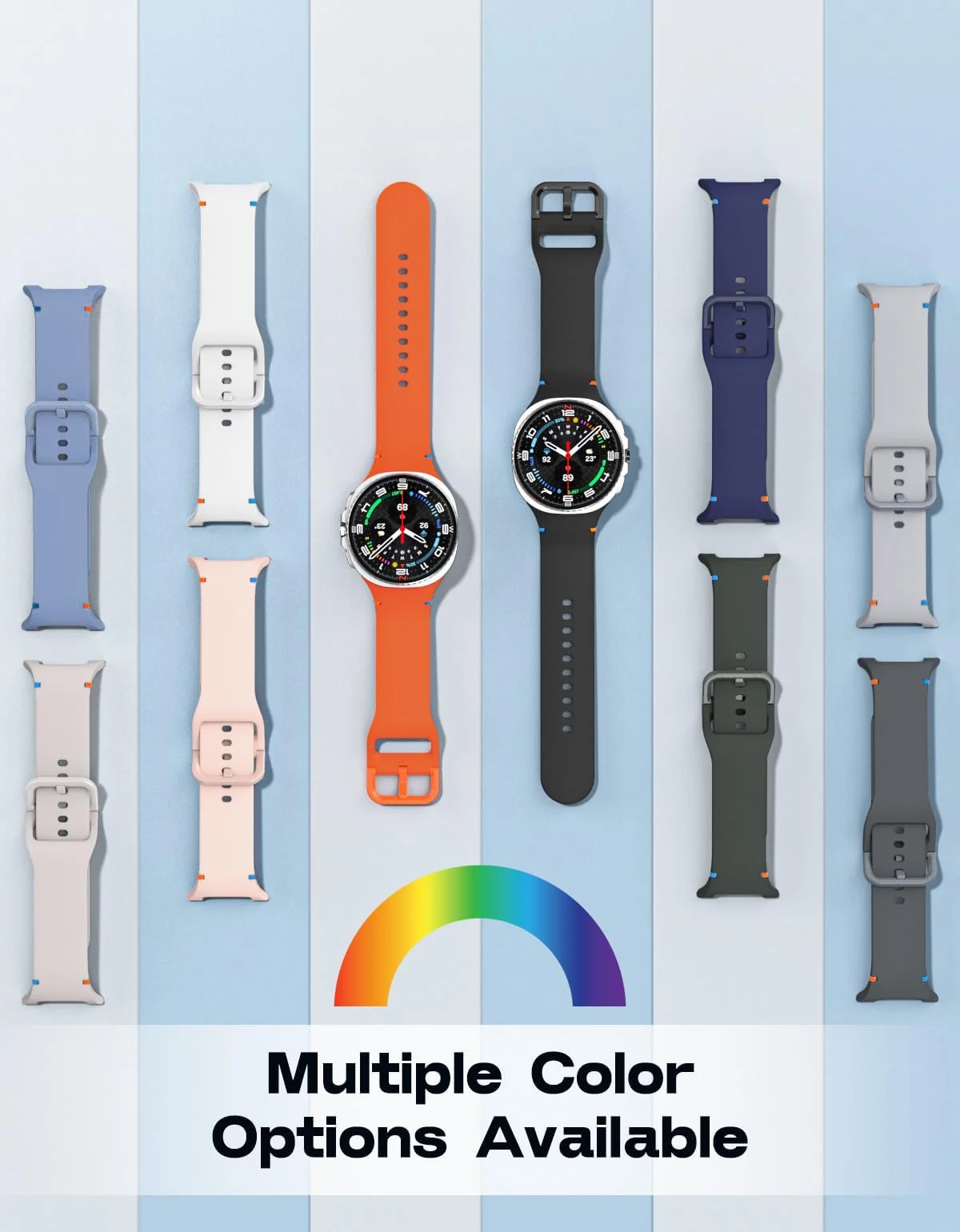 DL3 Mobilak Silicone Bands Compatible with Samsung Galaxy Watch 8 Band 40mm 44mm, Galaxy Watch 8 Classic Band 46mm, Waterproof Soft Wristband Sport Strap for Galaxy Watch 8 Bands 2025 Women Men - Blue