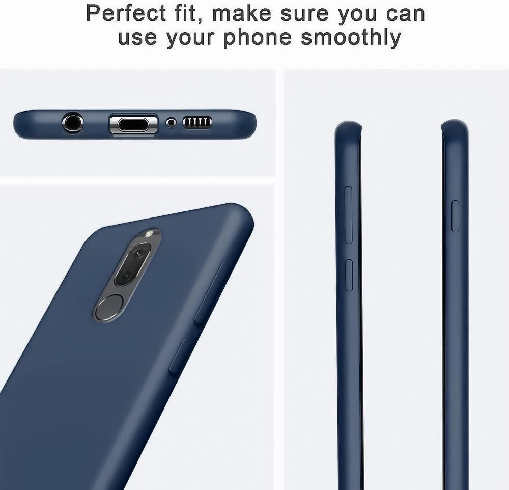 DL3 Mobilak Soft Silicone Protective Case for Huawei Mate 10 Lite with Microfiber Lining and Shockproof Design - Dark Blue