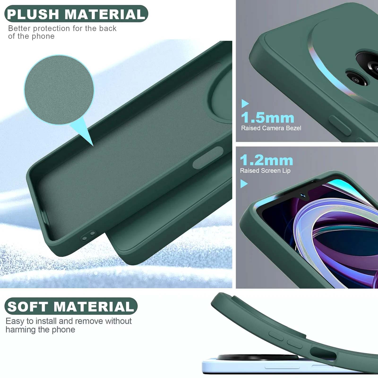 DL3 Mobilak Liquid Silicone Case for Xiaomi Redmi A3, Shock-absorbing protection, Scratch-resistant surface, Soft microfiber lining - Green