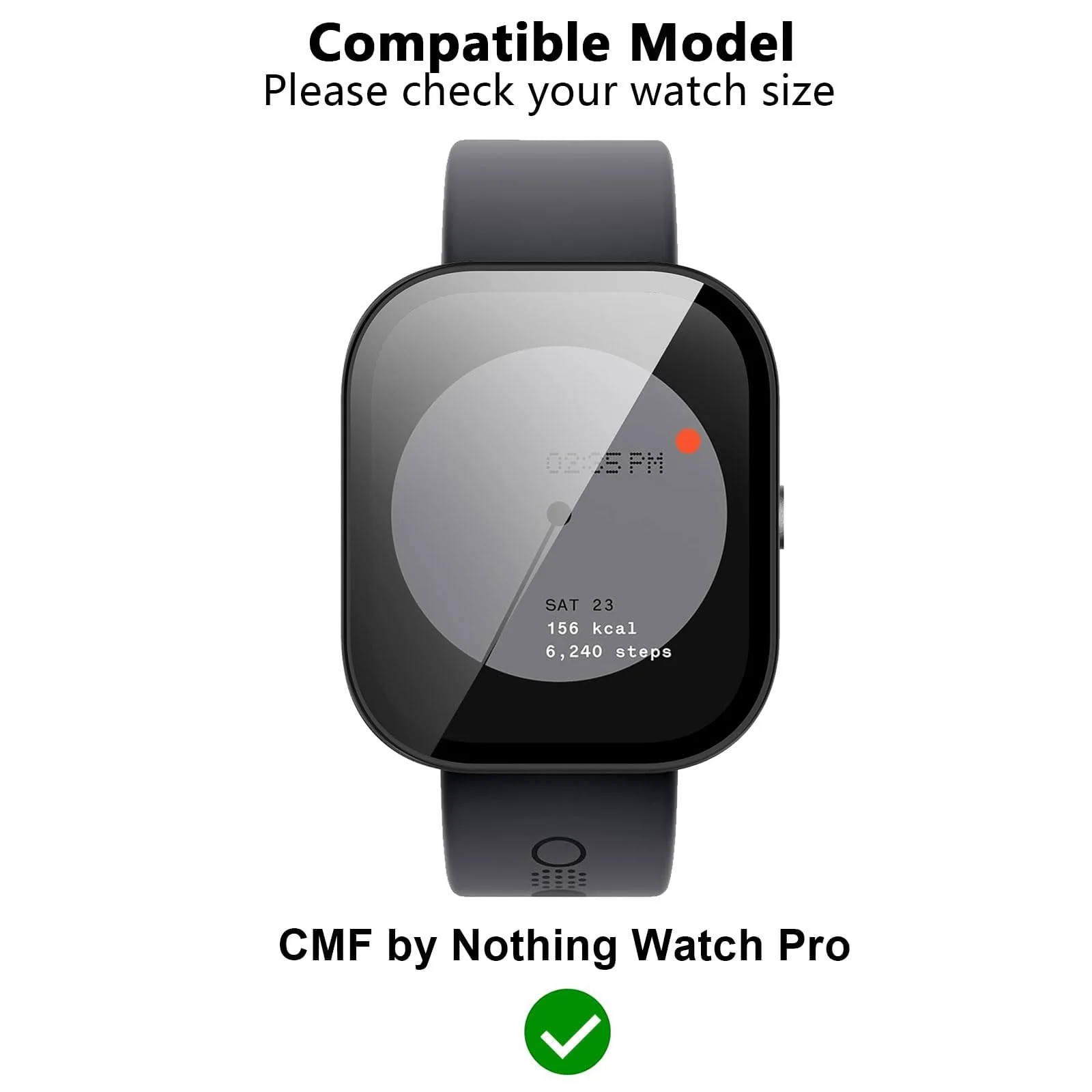 DL3 Mobilak Case Compatible with CMF by Nothing Watch Pro, Full Coverage Slim Hard Case Protective Bumper Built-in Tempered Glass Screen Protector Shell for CMF by Nothing Watch Pro - Black