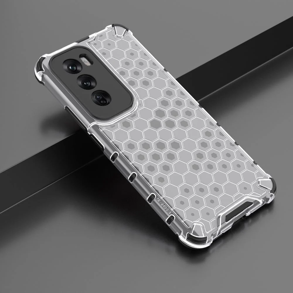 DL3 Mobilak Honeycomb Protective Case for OPPO Reno 12 Pro 5G, Shock-absorbing protection, Transparent design, Slim, lightweight profile - Clear