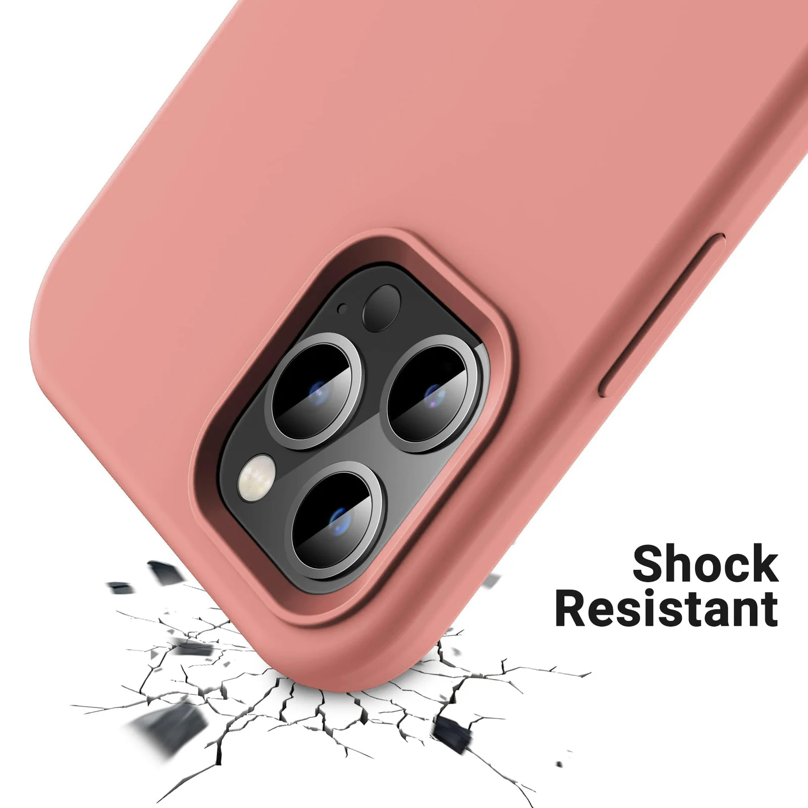 DL3 Mobilak Compatible with iPhone 14 Pro Max (6.7 Inch) Case, Liquid Silicone Case, Full Body Protective Cover, Shockproof, Slim Phone Case, Anti-Scratch Soft Microfiber Lining - Light Orange
