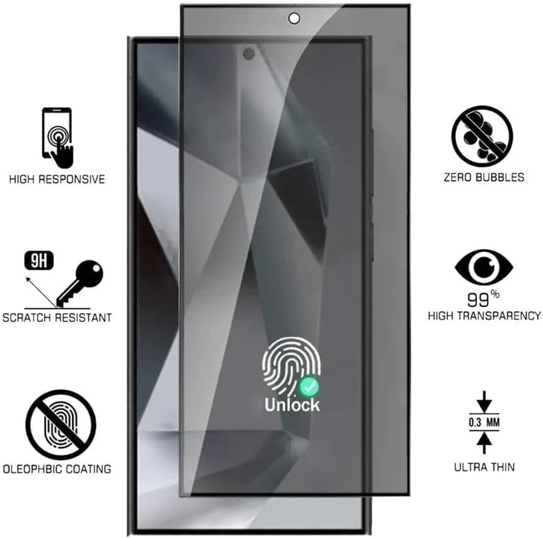 DL3 Mobilak Samsung Galaxy S25 Ultra Privacy Screen Protector, Anti-Spy 9H Hardness Tempered Glass Film [Case Friendly] [Bubble Freee] - Black