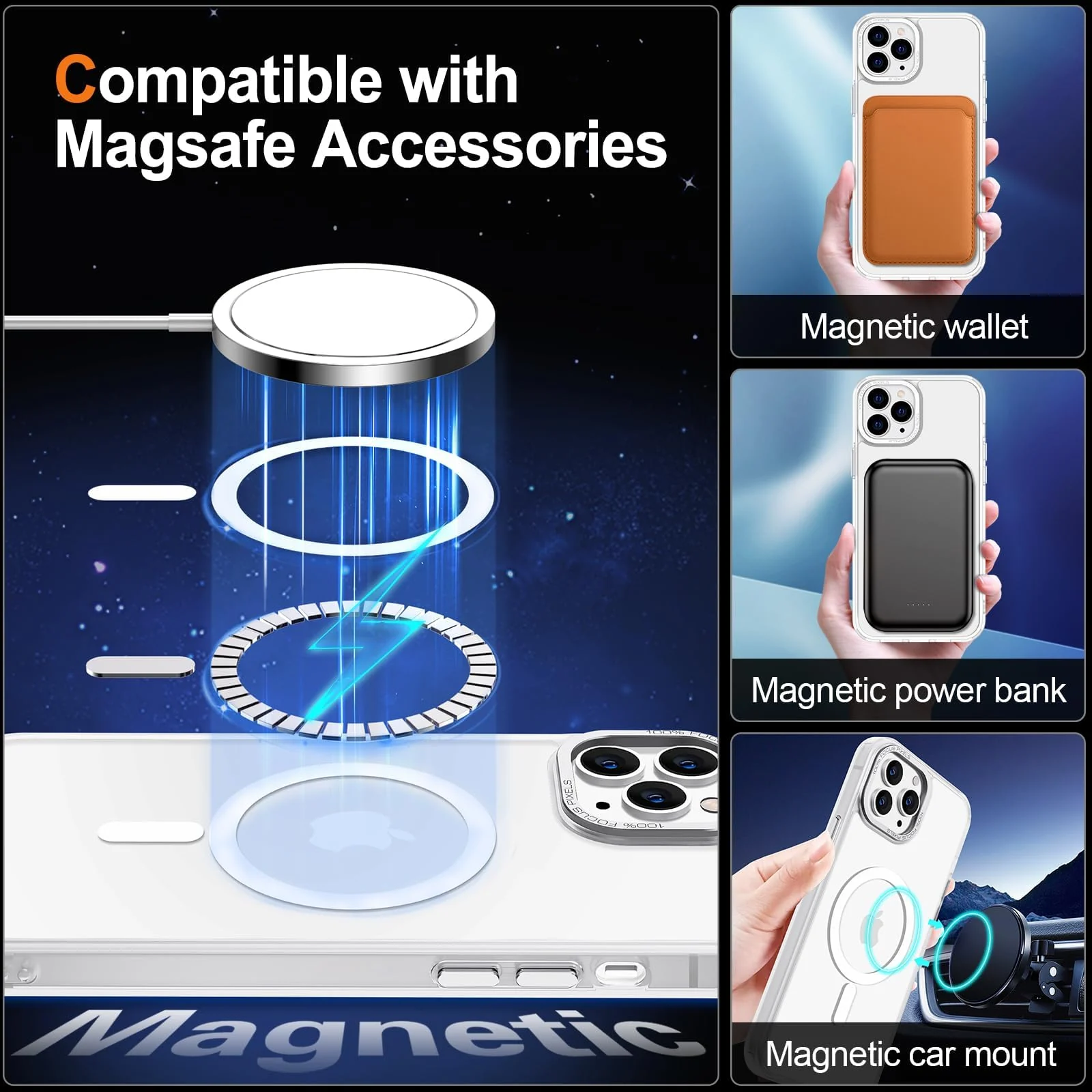DL3 Mobilak Wallet Case with Card Slot for iPhone 11 Pro with Ring Holder and Magnetic Car-Mount Support - White