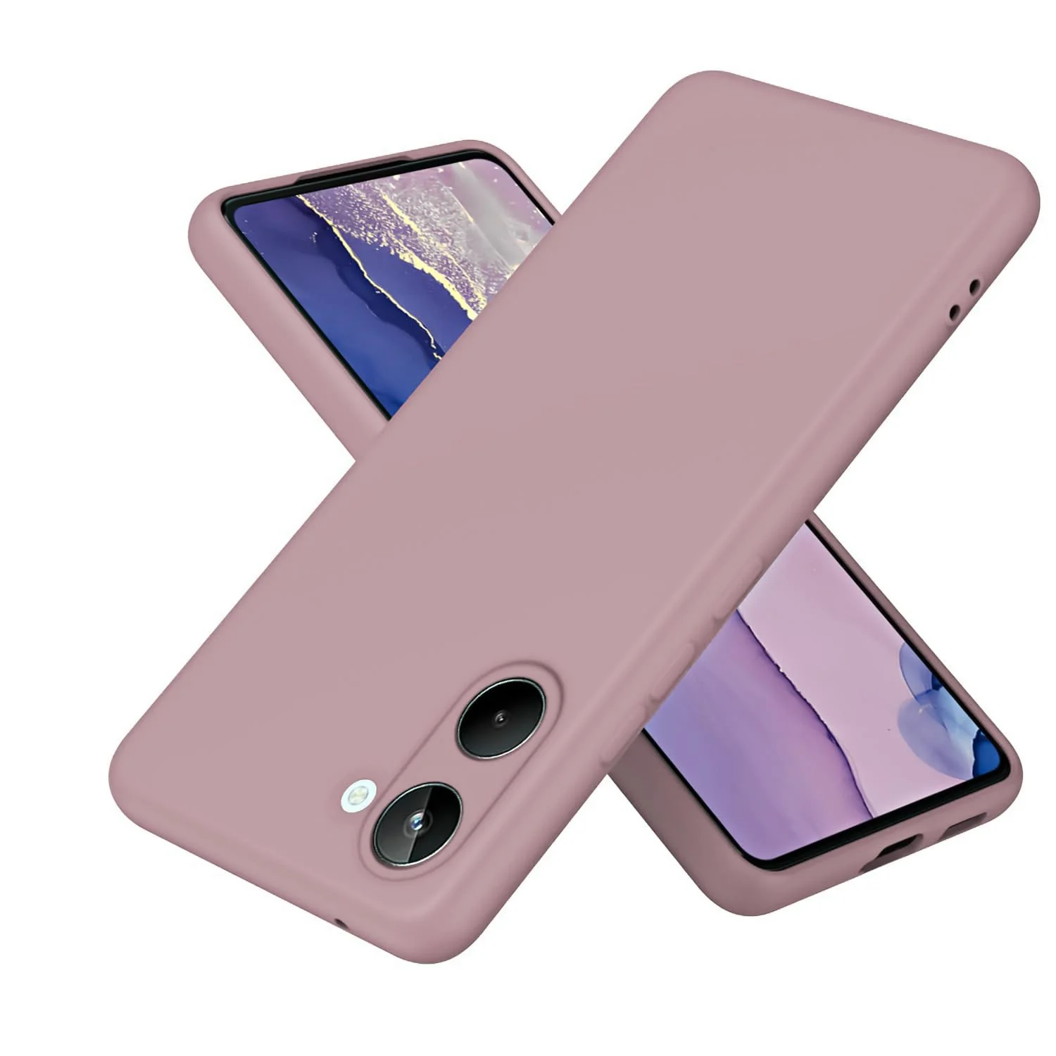 DL3 Mobilak Liquid Silicone Case for realme 10 4G, Shock-absorbing protection, Scratch-resistant surface, Soft microfiber lining - Cashmere