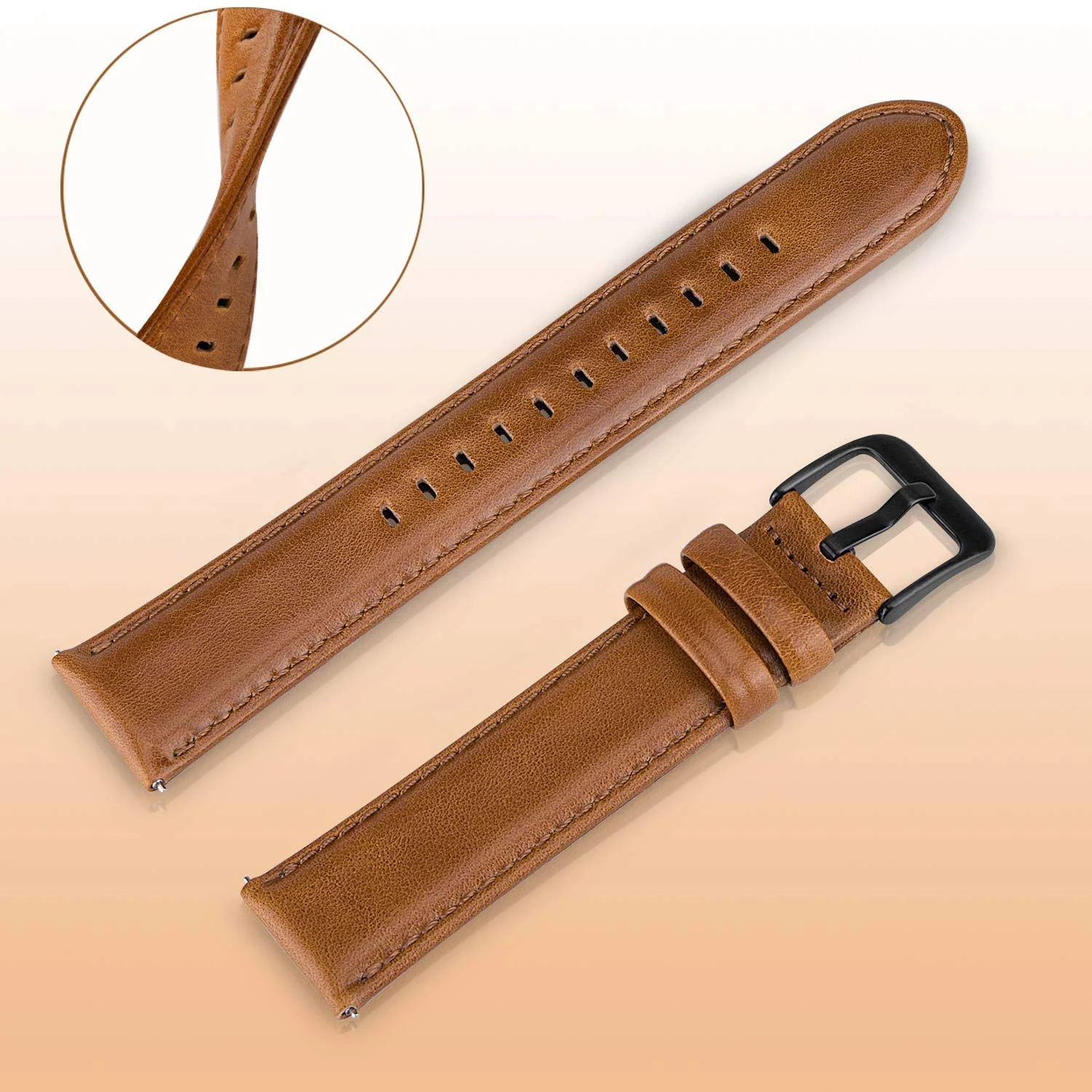 DL3 Mobilak Strap Leather 22MM Band For Samsung Galaxy Watch 3 45mm/Watch 46mm/Gear S3/Huawei watch GT5 GT4 GT3 46MM/Watch 4/3/GT2E/GT2 Pro/GT 3 Pro/GT5 Pro/GT GT2 46MM/Amazfit GTR 4/3/3 Pro/2/2e - Black