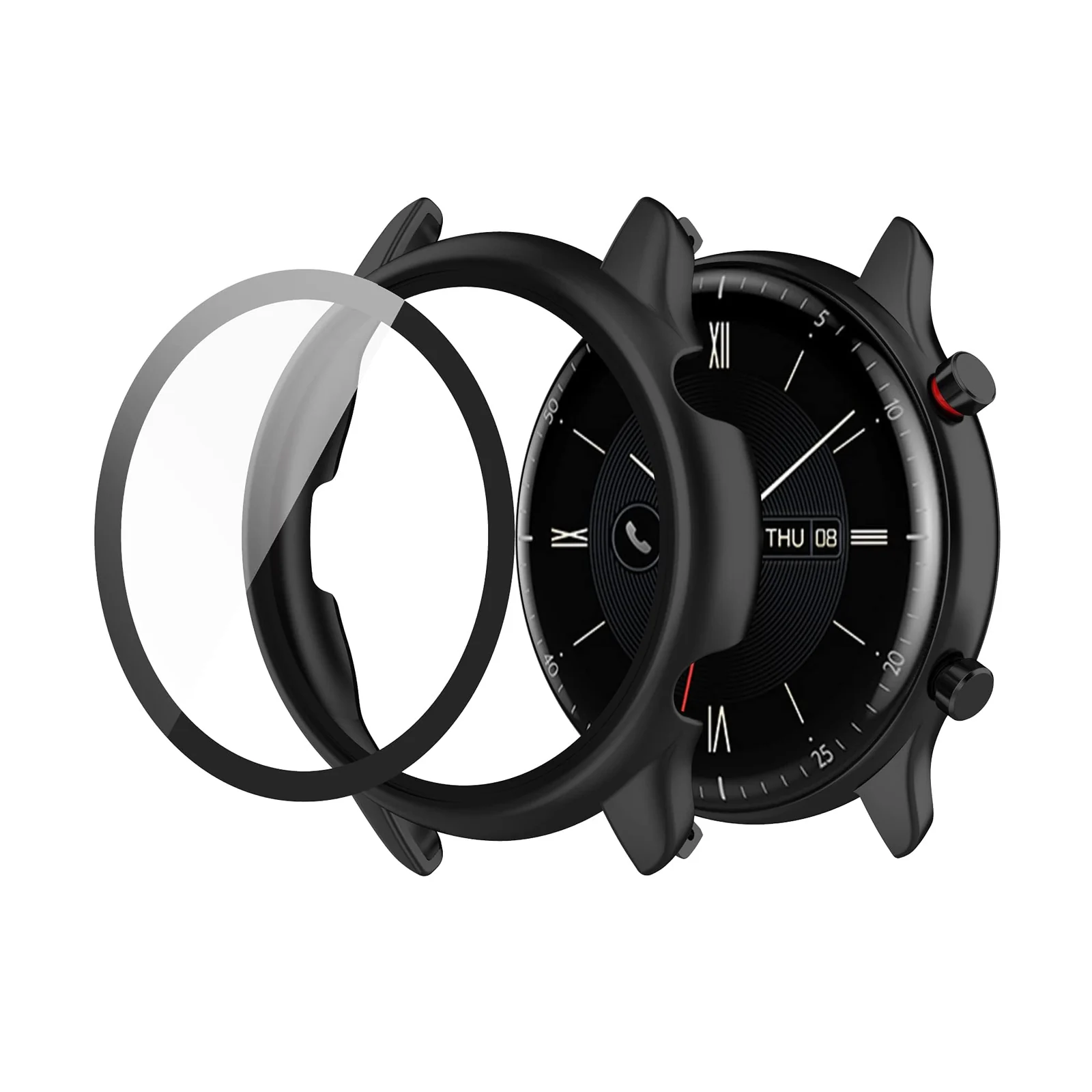 DL3 Mobilak Protective Case Compatible with Amazfit GTR 2 / GTR 2e 9H Hardness PC Case Bumper Full Slim Protective Cover with Tempered Glass For Amazfit GTR2 / GTR 2e
