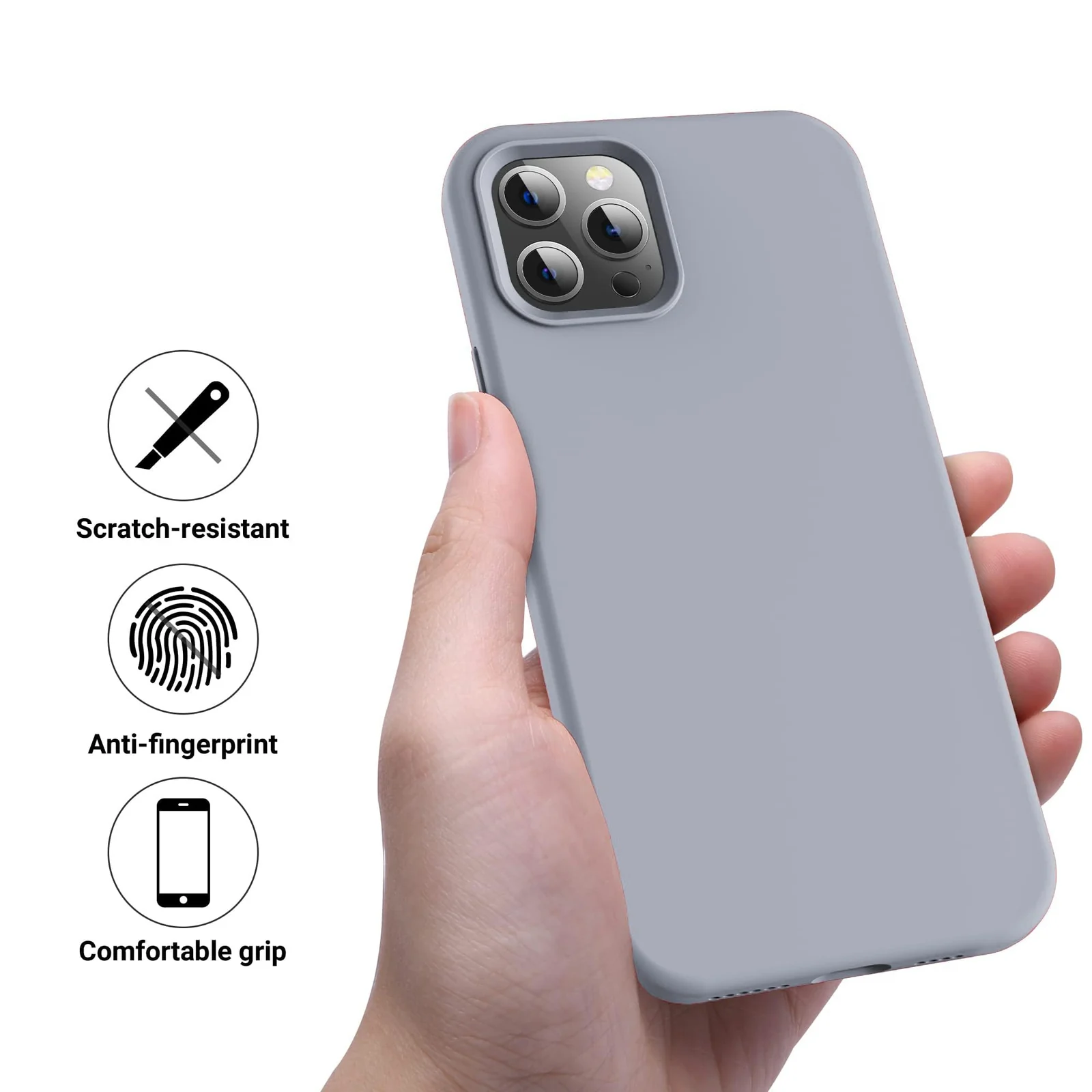 DL3 Mobilak Compatible with iPhone 16 Pro Max 6.9-inch Case, Premium Liquid Silicone Case, Full Body Protective Cover, Shockproof, Slim Phone Case, Anti-Scratch Soft Microfiber Lining - Lavender Gray