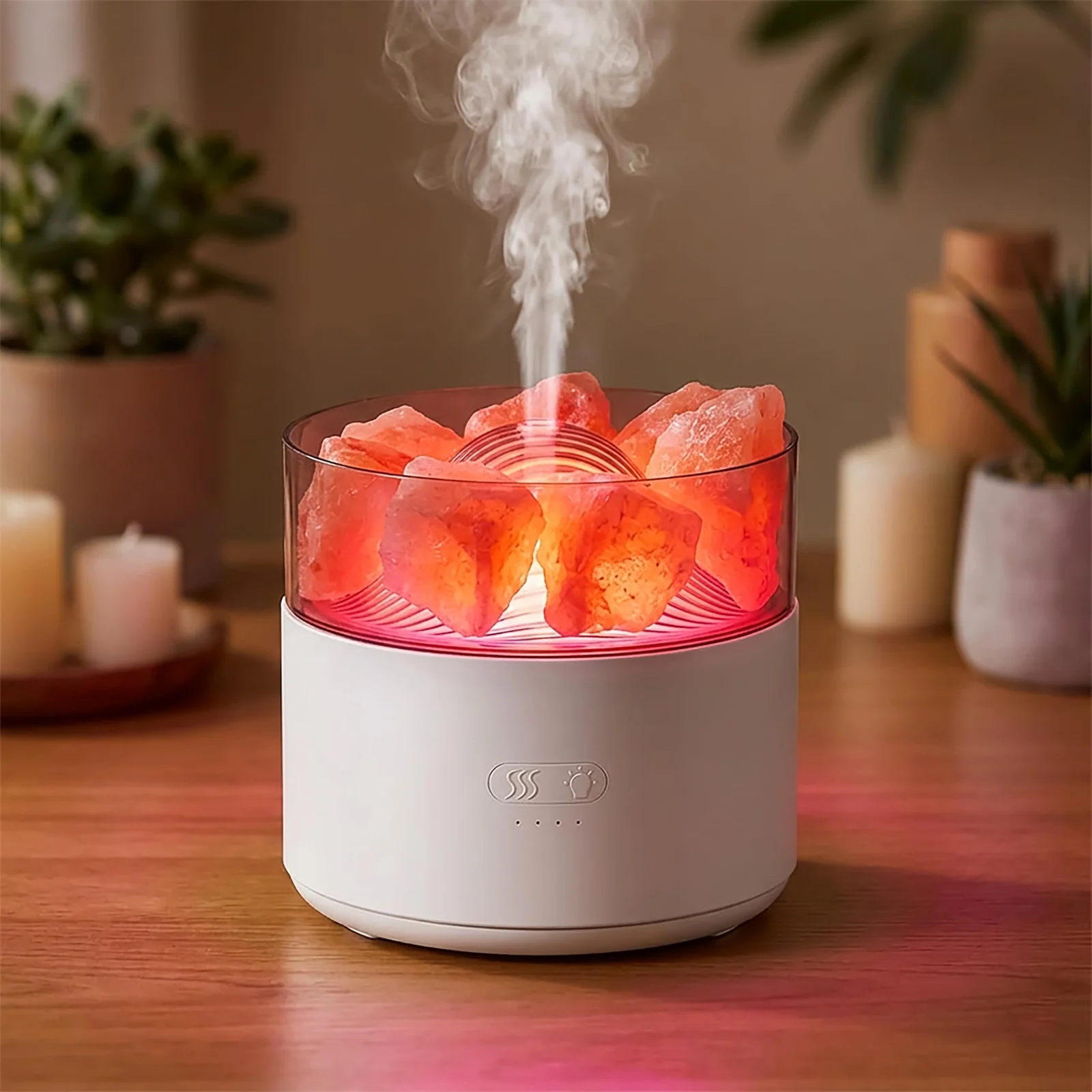 DL3 Mobilak Ultrasonic Salt Stone Aromatherapy Diffuser, 200ML Cool Mist Humidifier Essential Oil Diffuser Aroma Oils Diffuser Humidifier with Colorful Light for Office / Living Room / - White