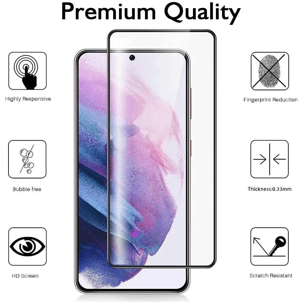 DL3 Mobilak Screen Protector for Samsung Galaxy S21 Plus, Tempered Glass Screen Saver Premium HD Protective, Scratch Resistant, NO-Bubble, 9H Hardness, Full Coverage Film - Clear