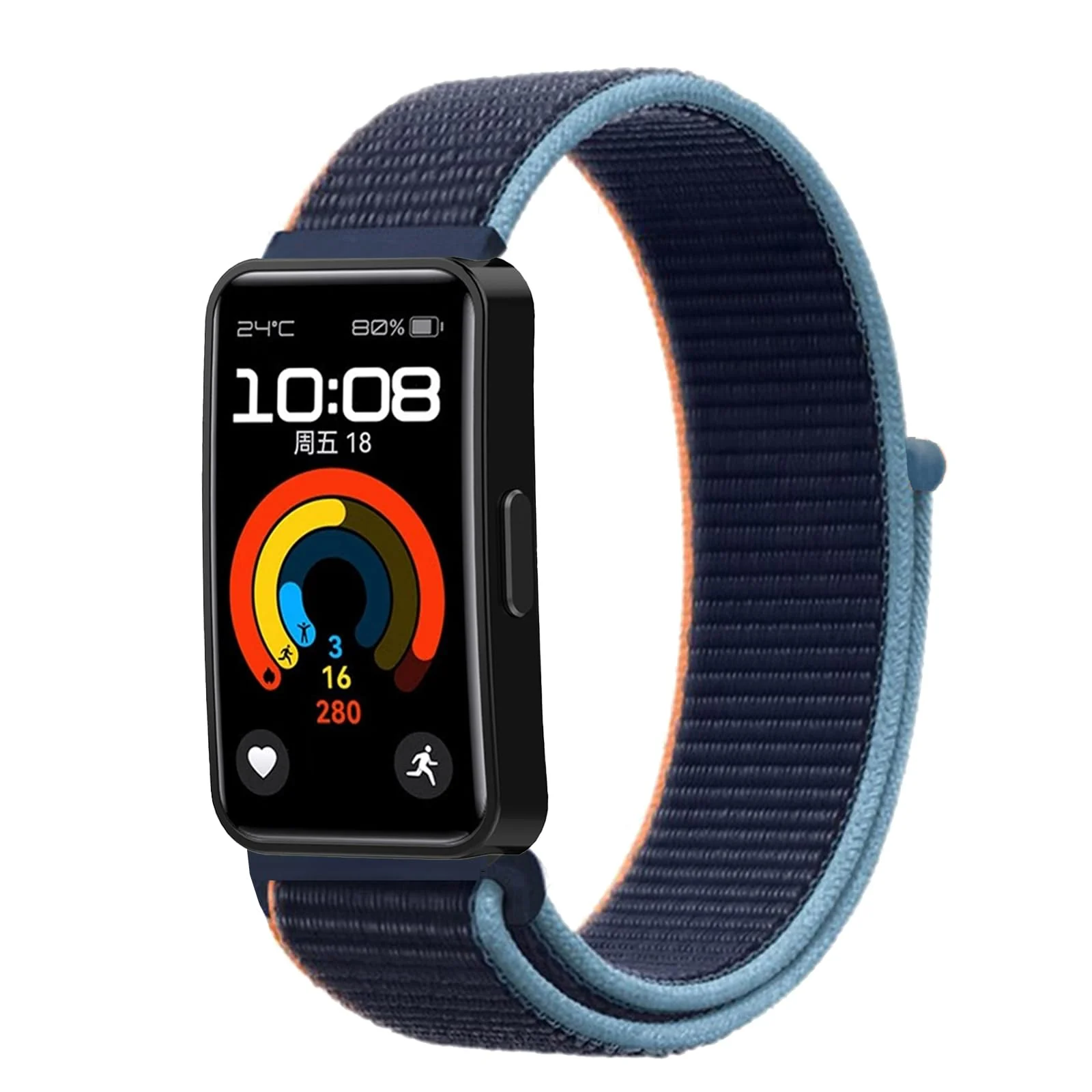 DL3 Mobilak Nylon Strap for Huawei Band 9 | Huawei Band 8 Watch Band, Men and Women Breathable Elastic Bracelet, Adjustable Straps Replacement Band Sport Watchband - Navy Blue
