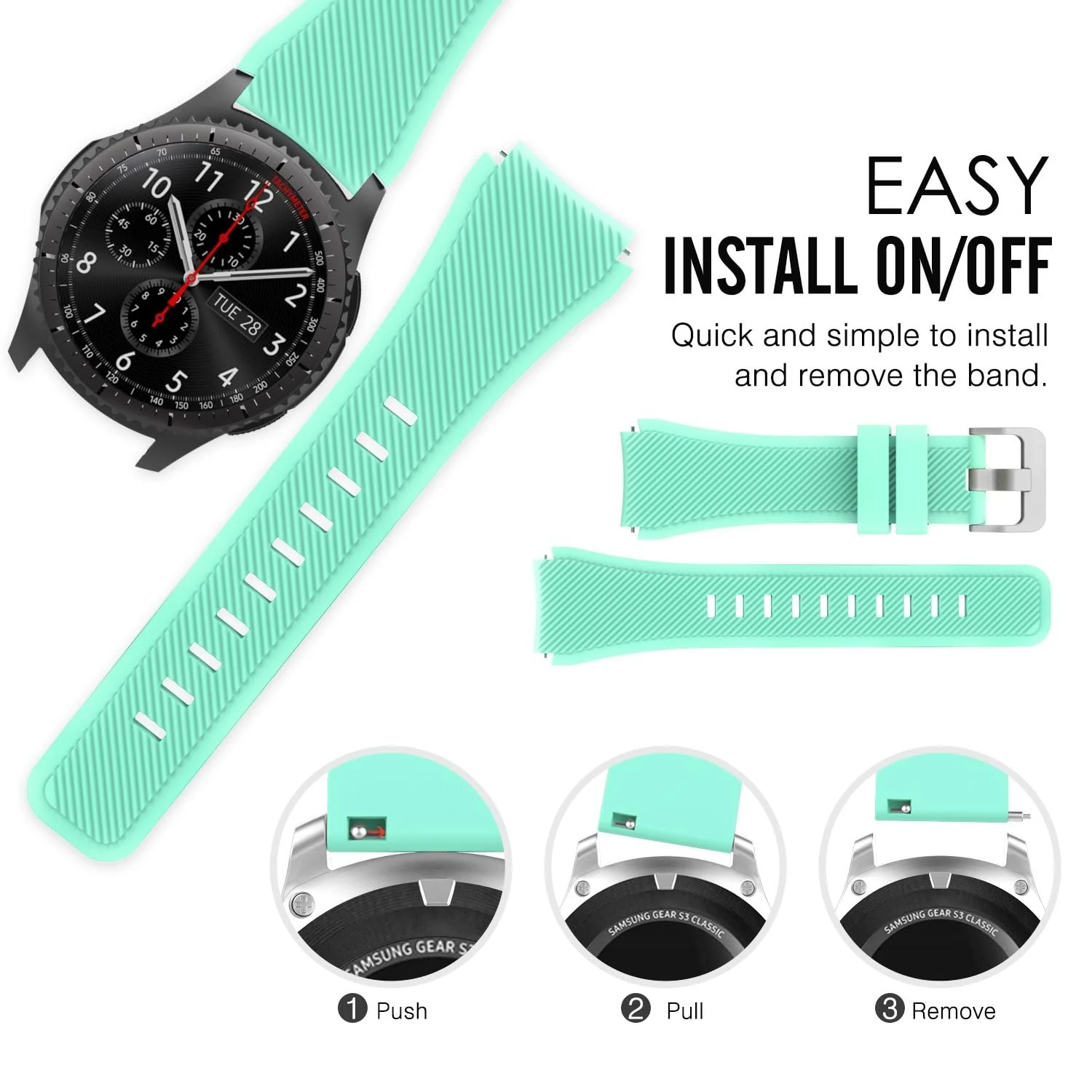 DL3 Mobilak Silicone Sport Band 22MM Xiaomi Redmi Watch 5 Active/5 Lite/Samsung Galaxy Watch 46mm/Watch 3 45mm/Gear S3/Huawei watch (GT6 GT5 GT4 GT3 GT2 GT 46MM)/GT2E/GT5 Pro/GT 6 Pro/Amazfit GTR 3/4 - Mint Green