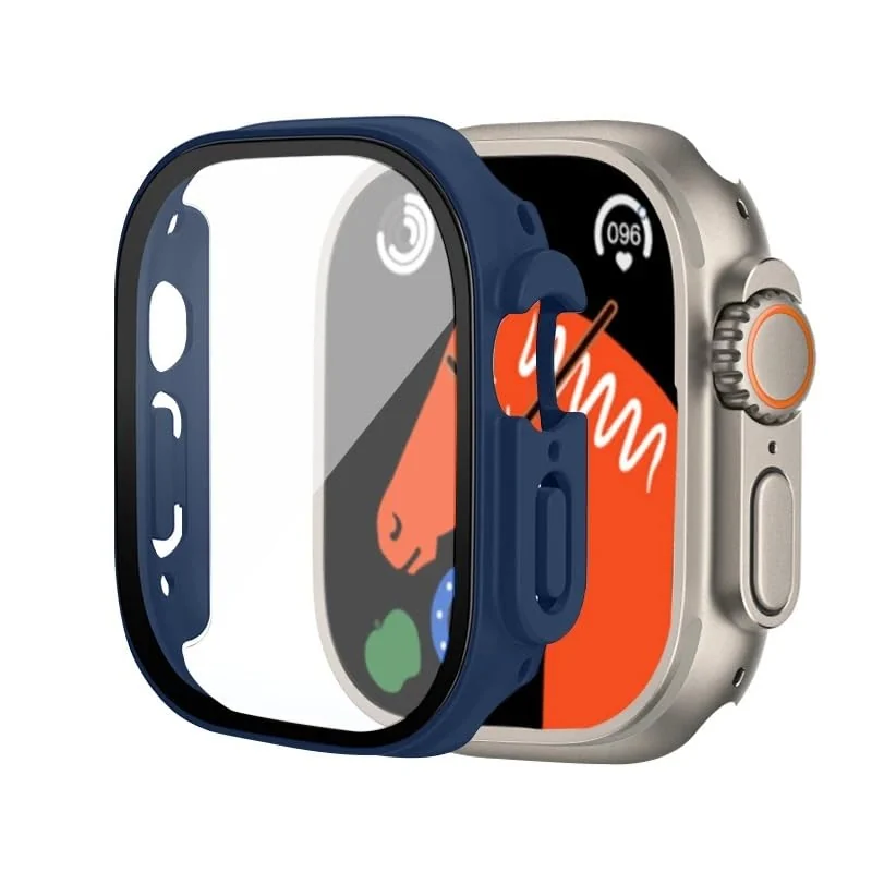 DL3 Mobilak Silicone Magnetic Band with Case For Apple Watch Ultra 49mm, Soft Sport Silicone Replacement Wristband Strap with Protective Bumper Cover for Apple Watch Ultra 2 Ultra 49mm - Midnight blue