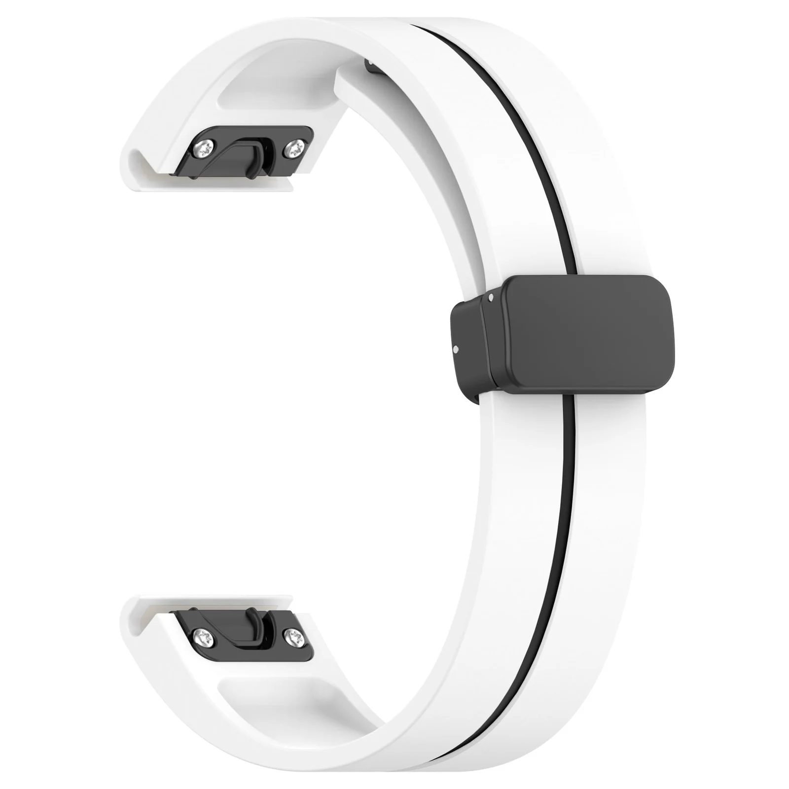 DL3 Mobilak Strap Silicone Magnetic Buckle 20MM For Samsung Gear Sport/Watch 6/5/4/5 Pro 45mm/S2 classic/active 2 40mm 44mm/Amazfit GTS 2/2e/GTS 3/3 Pro/GTS 4/GTS 2 Mini/3 Mini/4 Mini/Bip 3/Bip 3 Pro - White Black
