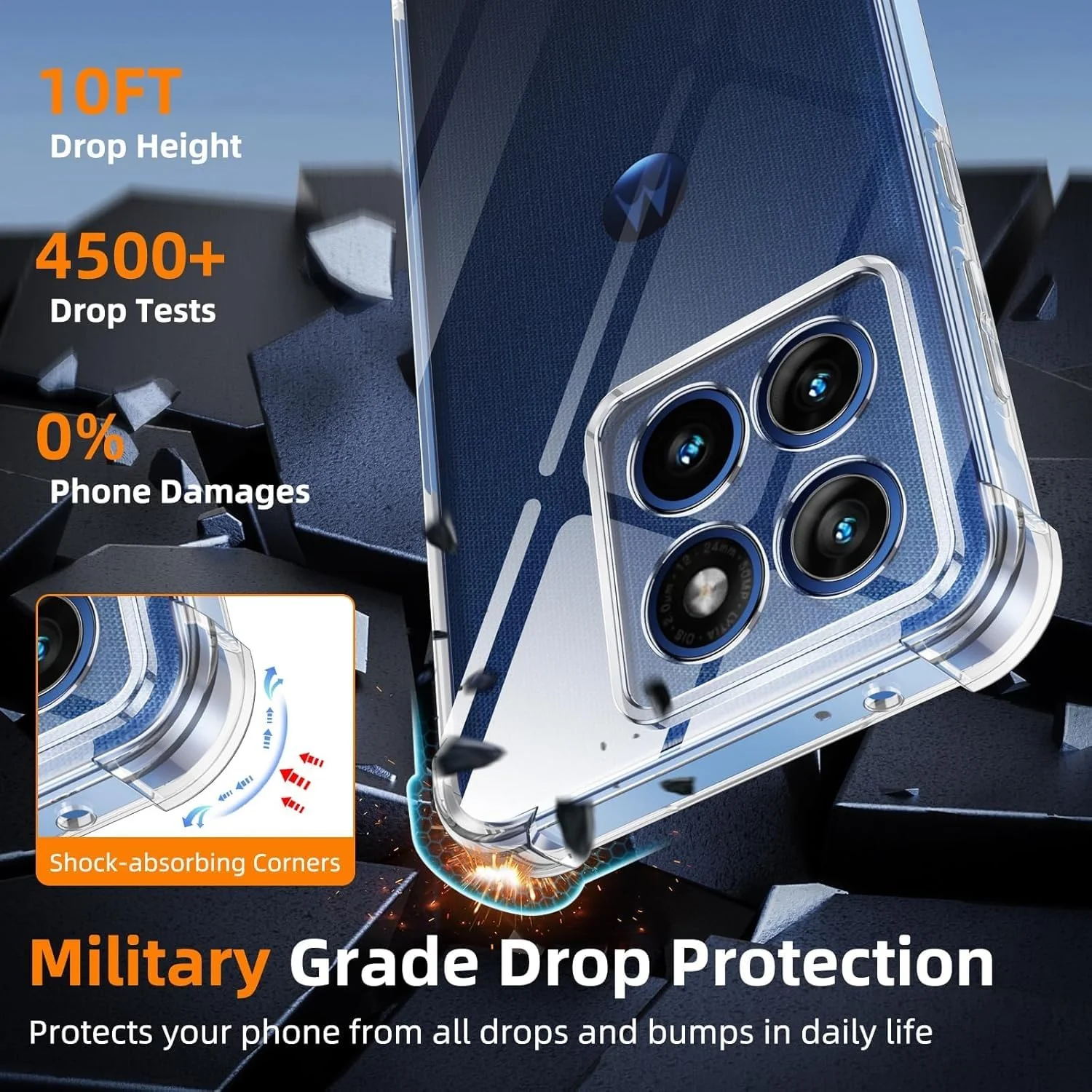 DL3 Mobilak Case Compatible with Motorola Moto Edge 60 Fusion 5G / Edge 60 5G, Cover Silicone TPU Gorilla Anti-shock Protector Camera Shockproof Corners - Clear