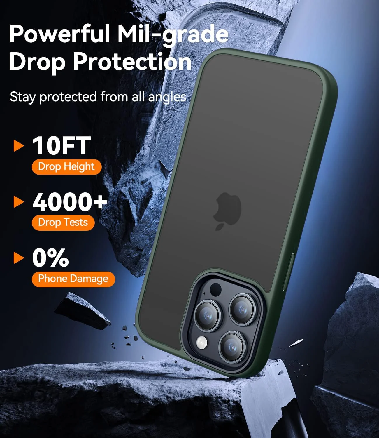 DL3 Mobilak Matte Protective Case for iPhone 13 Pro / iPhone 14 with Camera Protection and Shockproof Design - Army Green