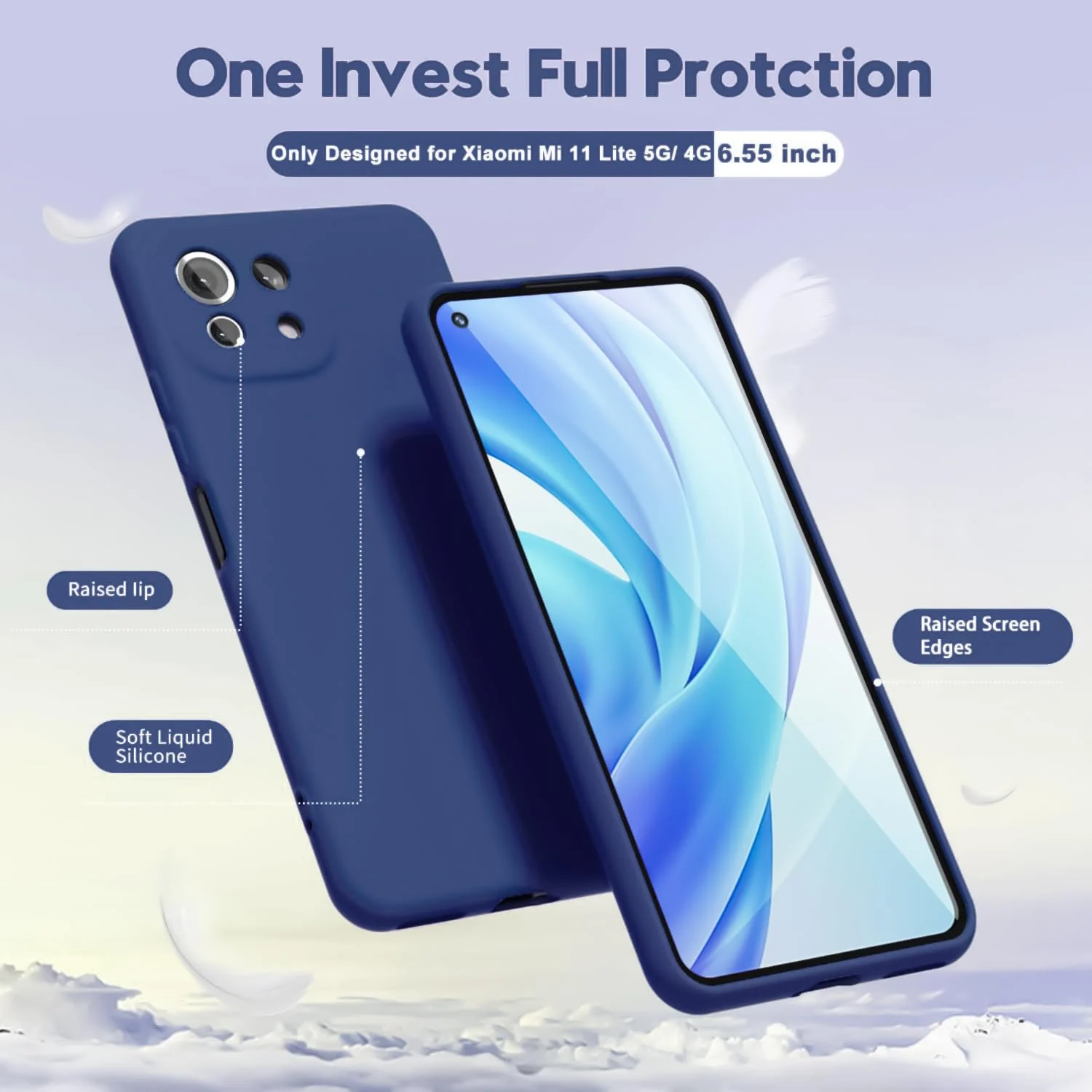 DL3 Mobilak Liquid Silicone Protective Case with Soft Microfiber Lining with Full Camera Protection for Xiaomi Mi 11 Lite 4G / 5G & Mi11 Lite 5G NE - Blue 1