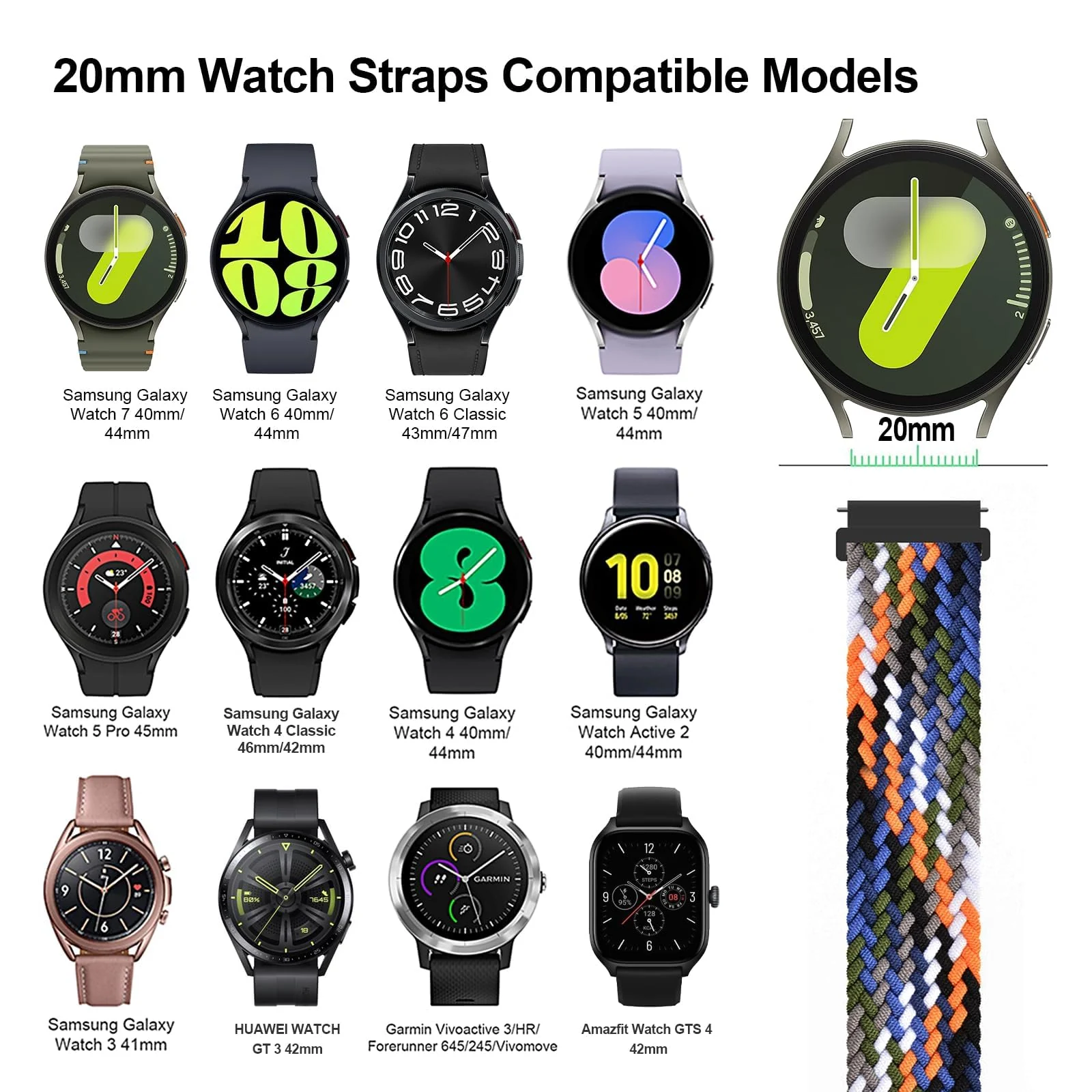 DL3 Mobilak 20mm Magnetic Band for Samsung Galaxy Watch 7/6/5/4/FE Band 40mm 44mm/Galaxy Watch 6/4 Classic Bands 47mm 43mm 46mm 42mm/Watch 5 pro 45mm/3 41mm/Active 2, Stretchy Braided Nylon Magnetic Sport Strap - Wine Red