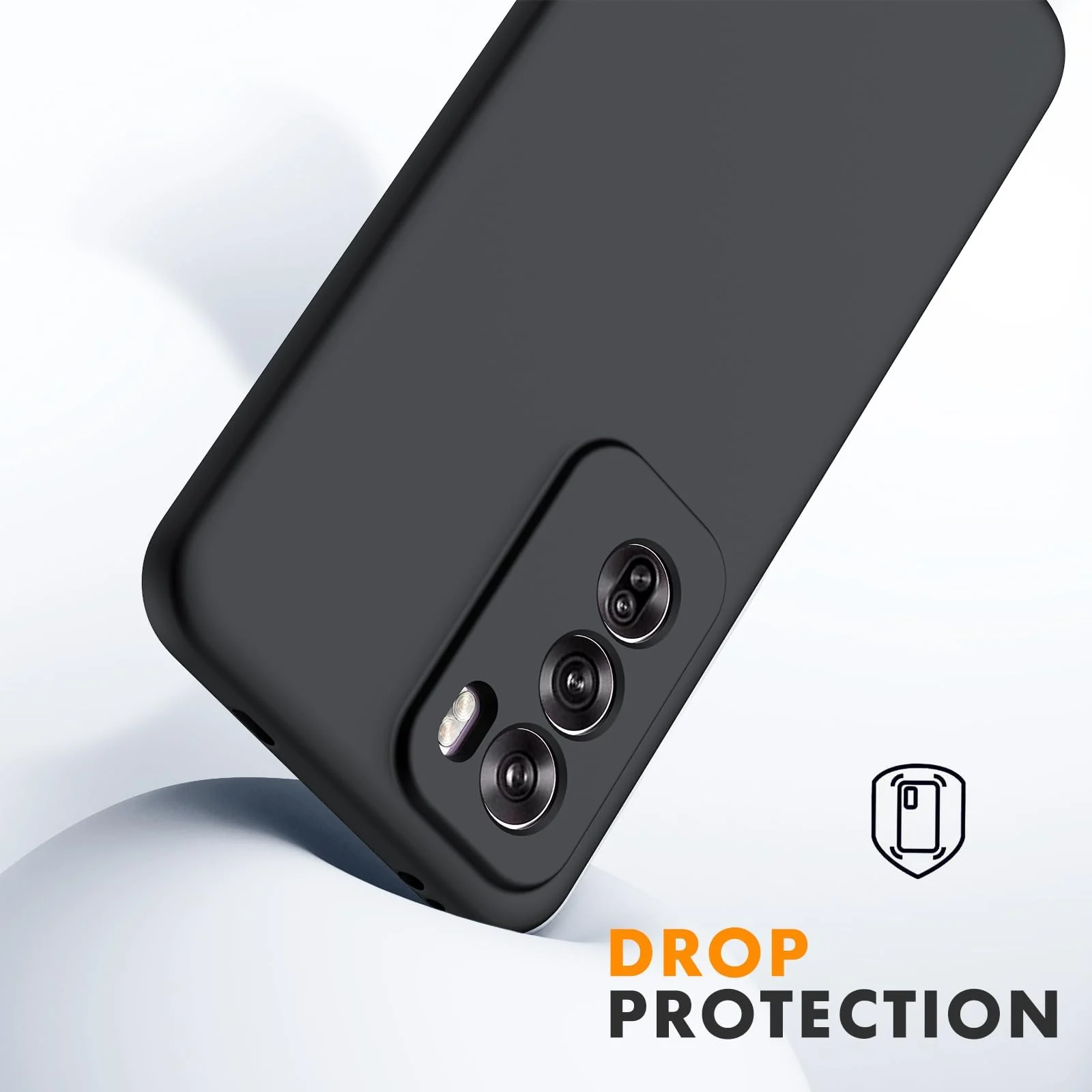 DL3 Mobilak Liquid Silicone Protective Case for OPPO Reno 12 5G with Camera Protection and Microfiber Lining - Black