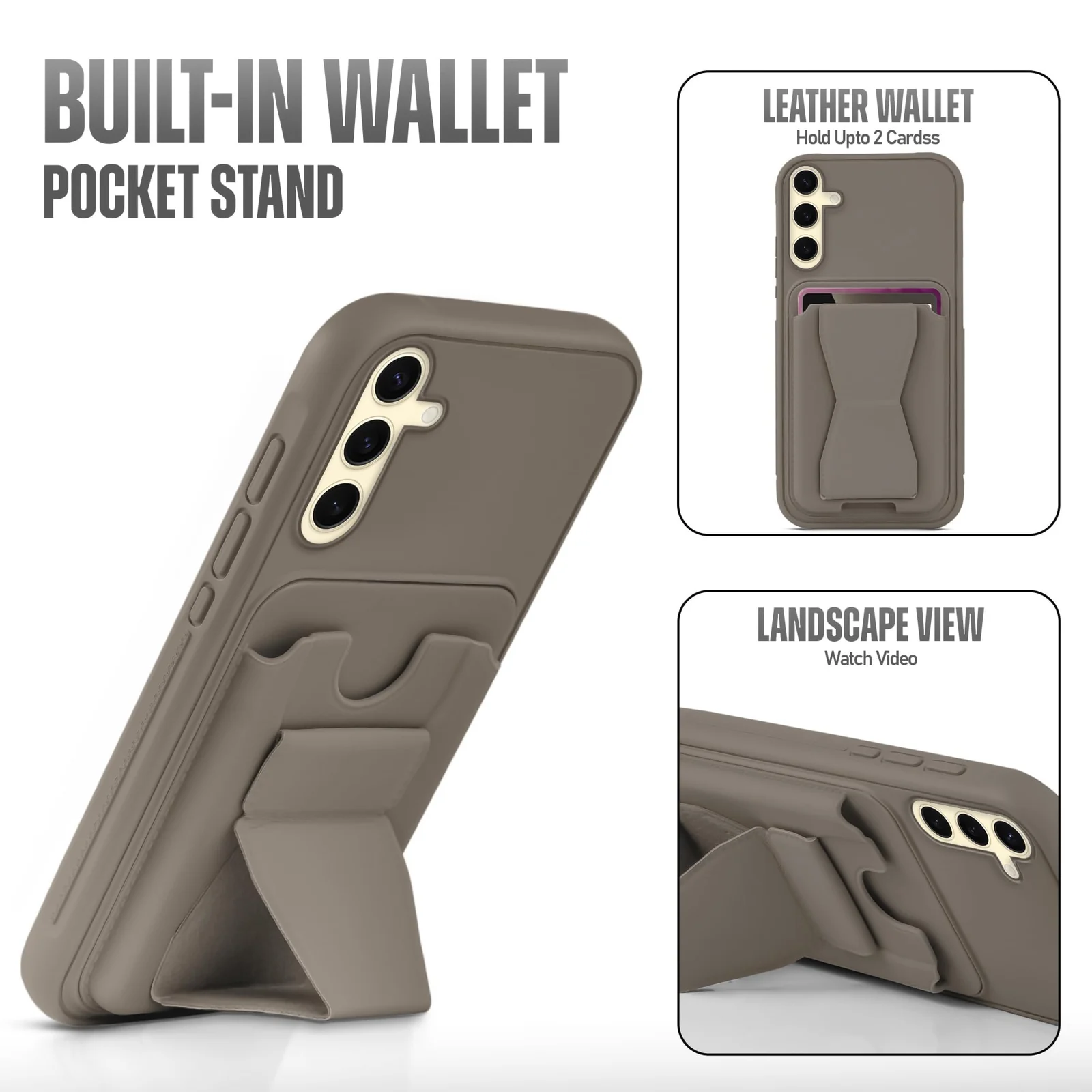 DL3 Mobilak Leather Wallet Case with Card Slot for Samsung Galaxy S25 Ultra with Camera Protection and Shockproof Design - Titanium