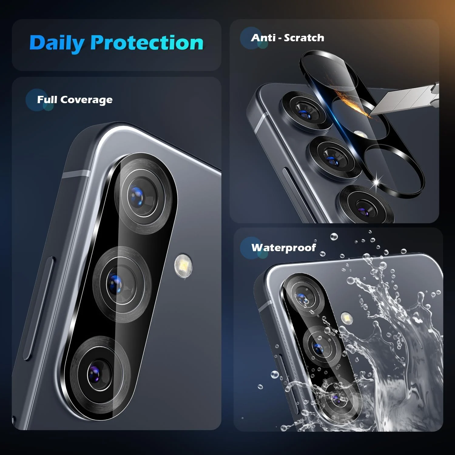 DL3 Mobilak Camera Lens Protector for Samsung Galaxy A56 / A36 / A26 Accessories, 9H Tempered Glass Metal Individual Ring Camera Cover Screen Protector, Case Friendly, Anti Scratch - Black