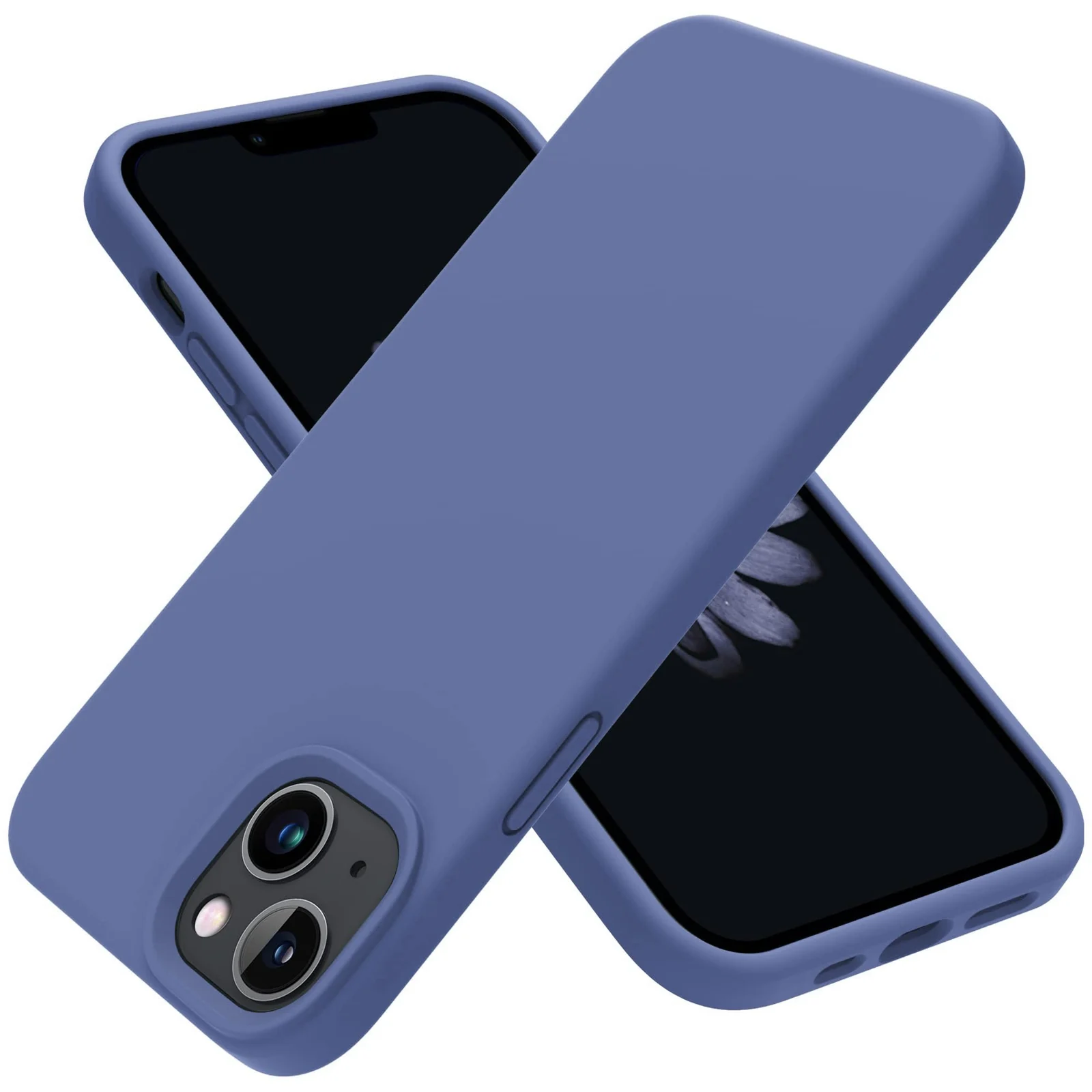 DL3 Mobilak Liquid Silicone Case for iPhone 15, Supports wireless charging, Shock-absorbing protection, Anti-fingerprint finish - Lavender Blue