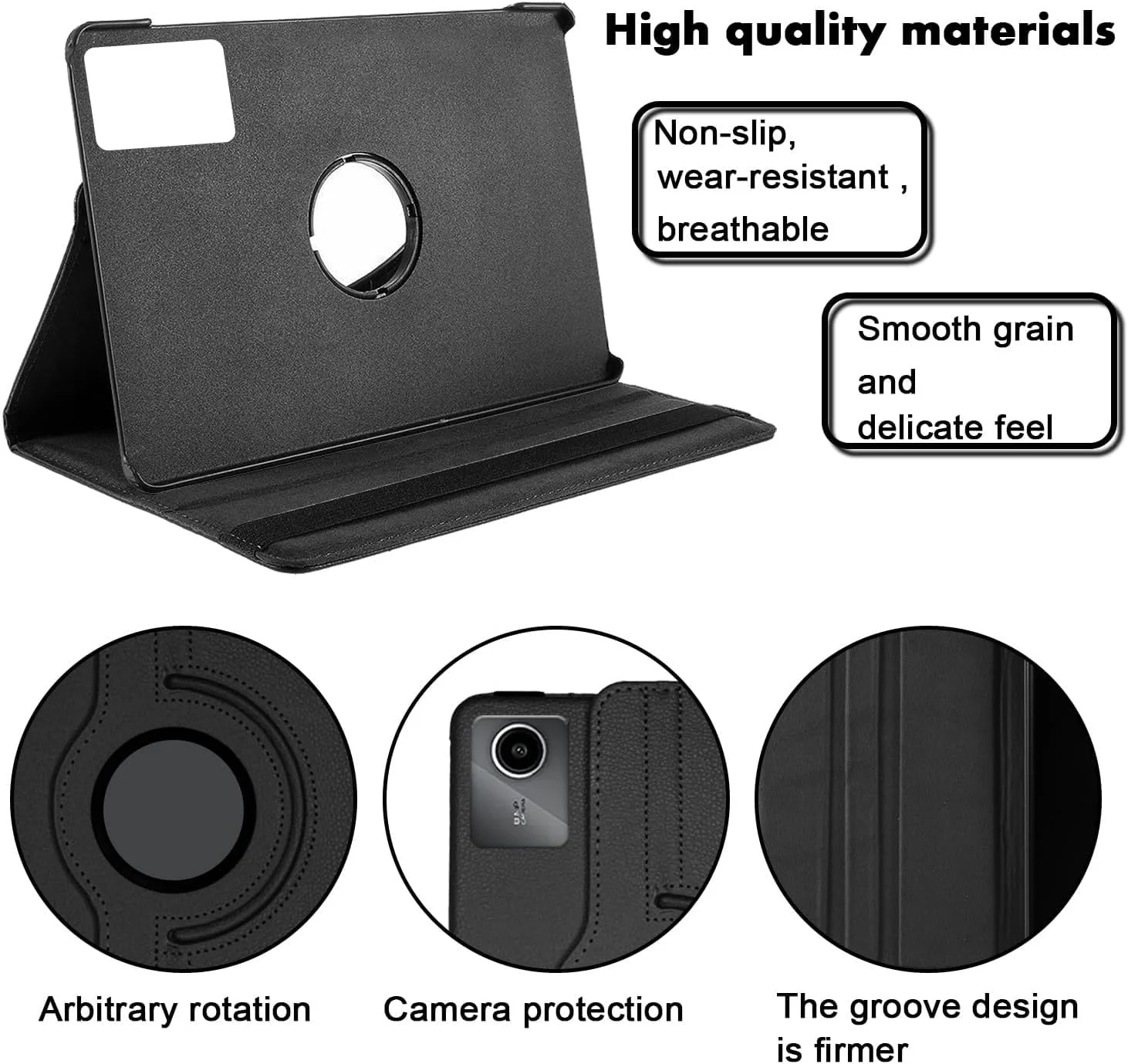 "DL3 Mobilak Protective Cover for Lenovo Tab M11/Tab K11 LTE 11"" 2024, 360° Rotatable Smart Stand, Leather Folio Flip Cover with Multi-Angle Viewing, Auto Wake Sleep - Black"