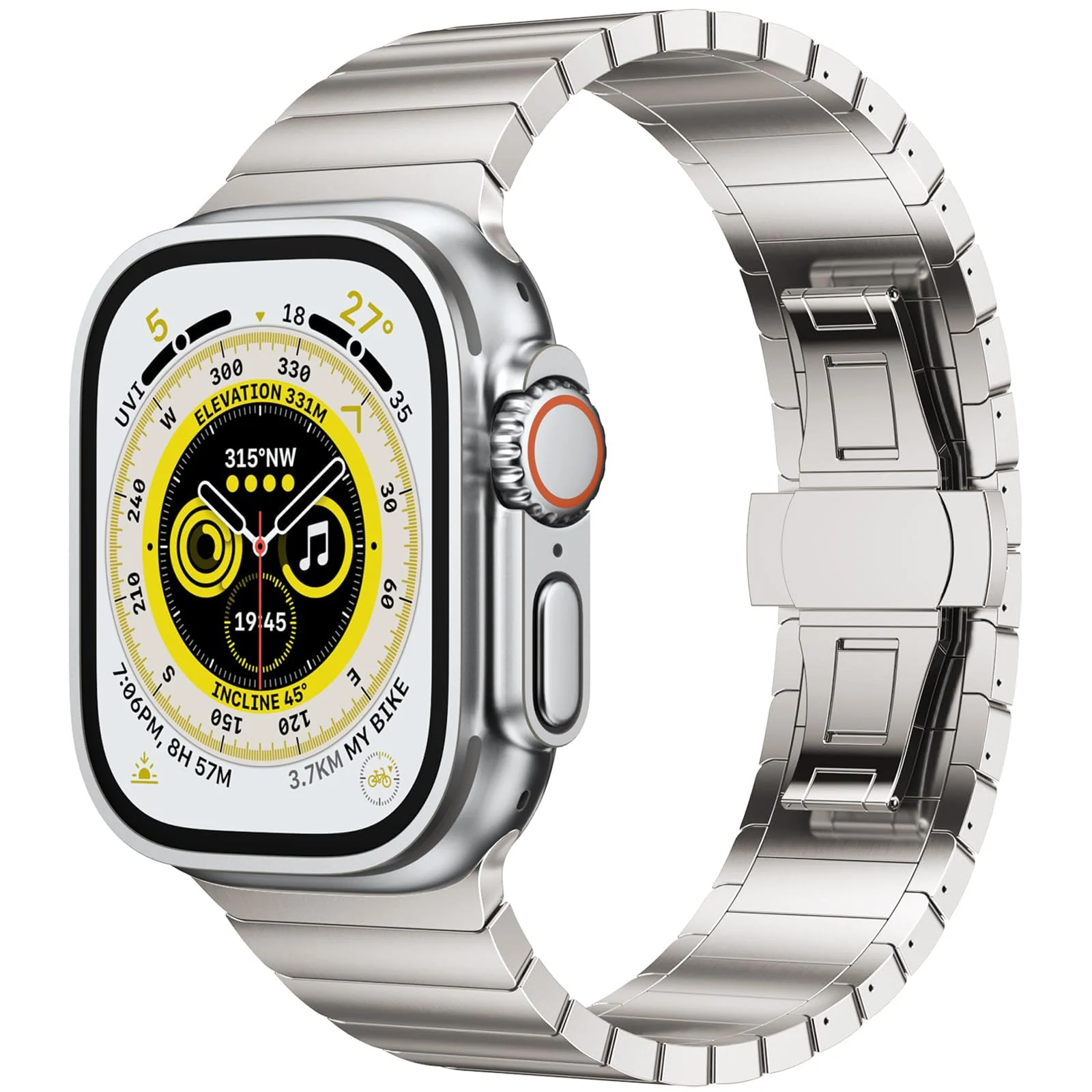 DL3 Mobilak Band For Apple Watch Ultra Band 49mm 45mm 44mm 42mm 41mm 40mm 38mm, Metal Stainless Steel Strap for Apple Watch Series 8 Ultra 7 6 5 4 3 2 1 Se (42MM/44MM/45MM/49MM) - Starlight