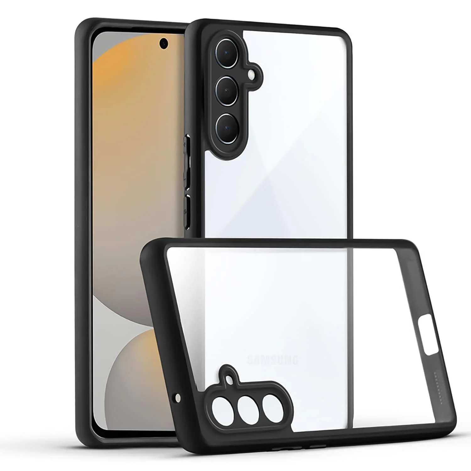 DL3 Mobilak Clear PC and TPU Protective Case for Samsung Galaxy S24 FE 5G with Camera Protection and Military-Grade Protection - Black